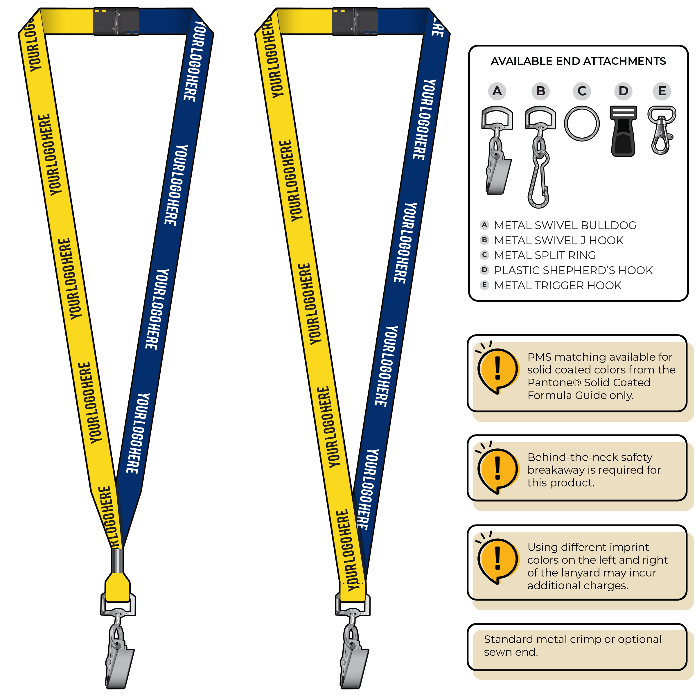 BH0051 | 5/8" Two Tone MicroWeave Silkscreen Lanyards :: STANDARD END ATTACHMENTS