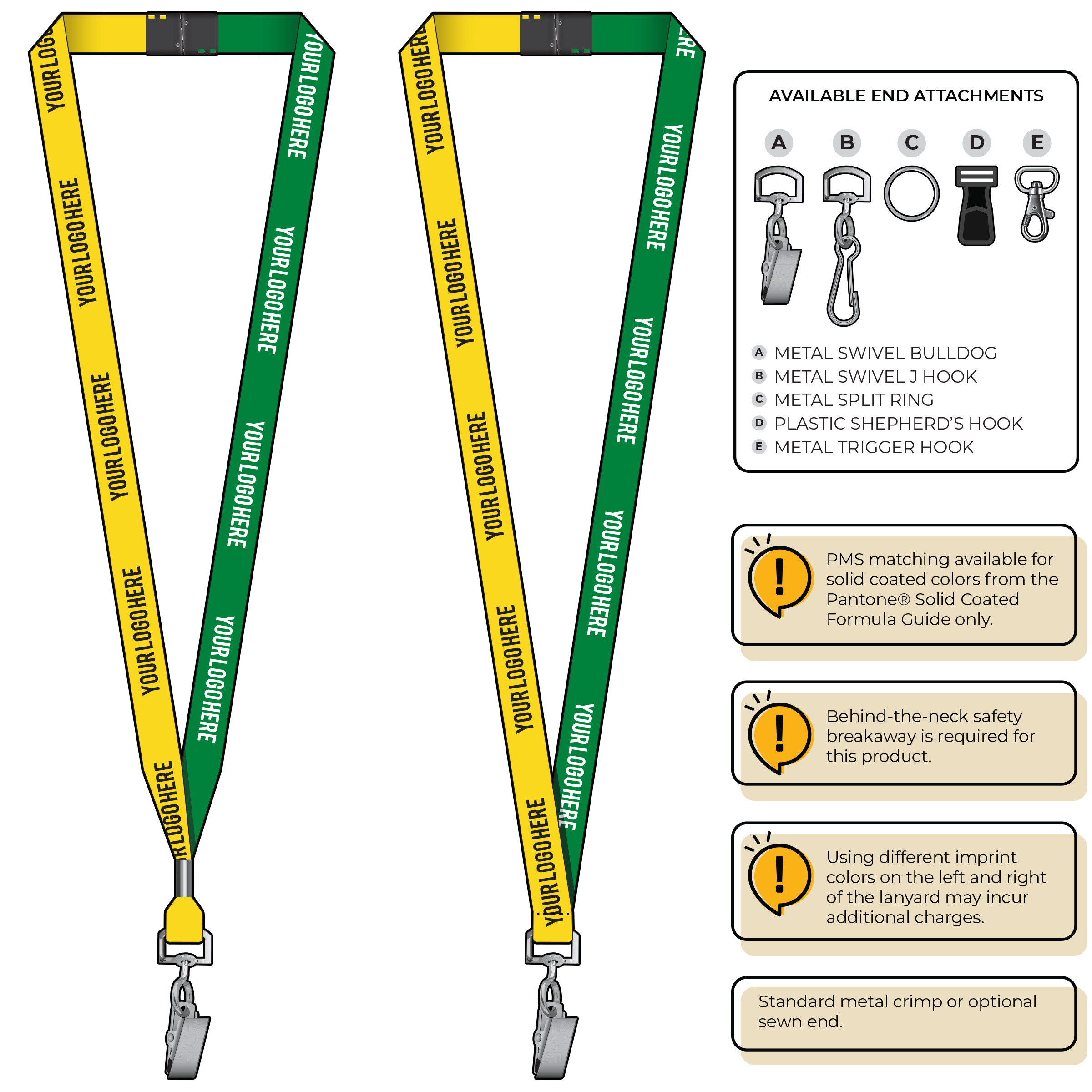 BH0051 | 5/8" Two Tone MicroWeave Silkscreen Lanyards :: STANDARD END ATTACHMENTS