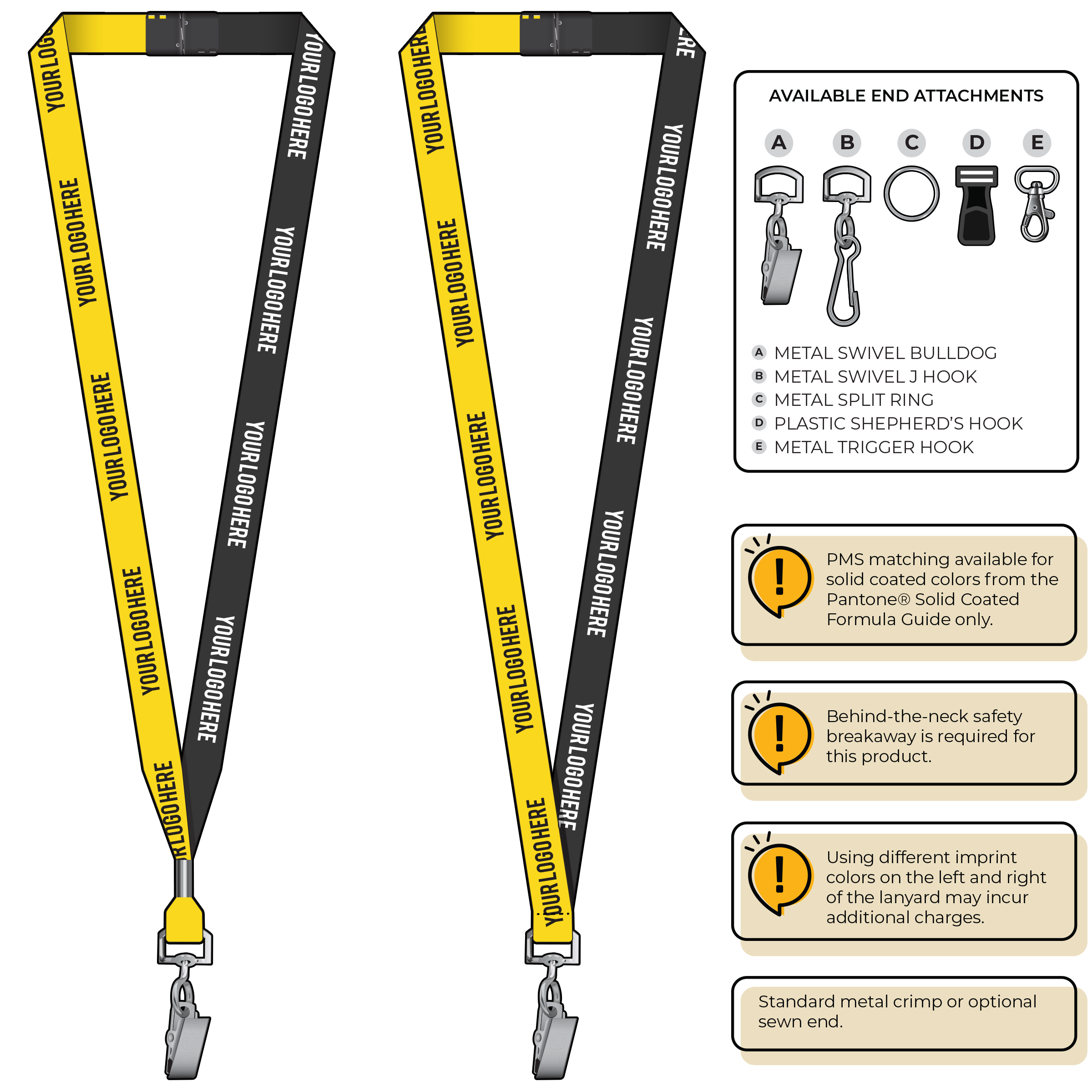 BH0051 | 5/8" Two Tone MicroWeave Silkscreen Lanyards :: STANDARD END ATTACHMENTS
