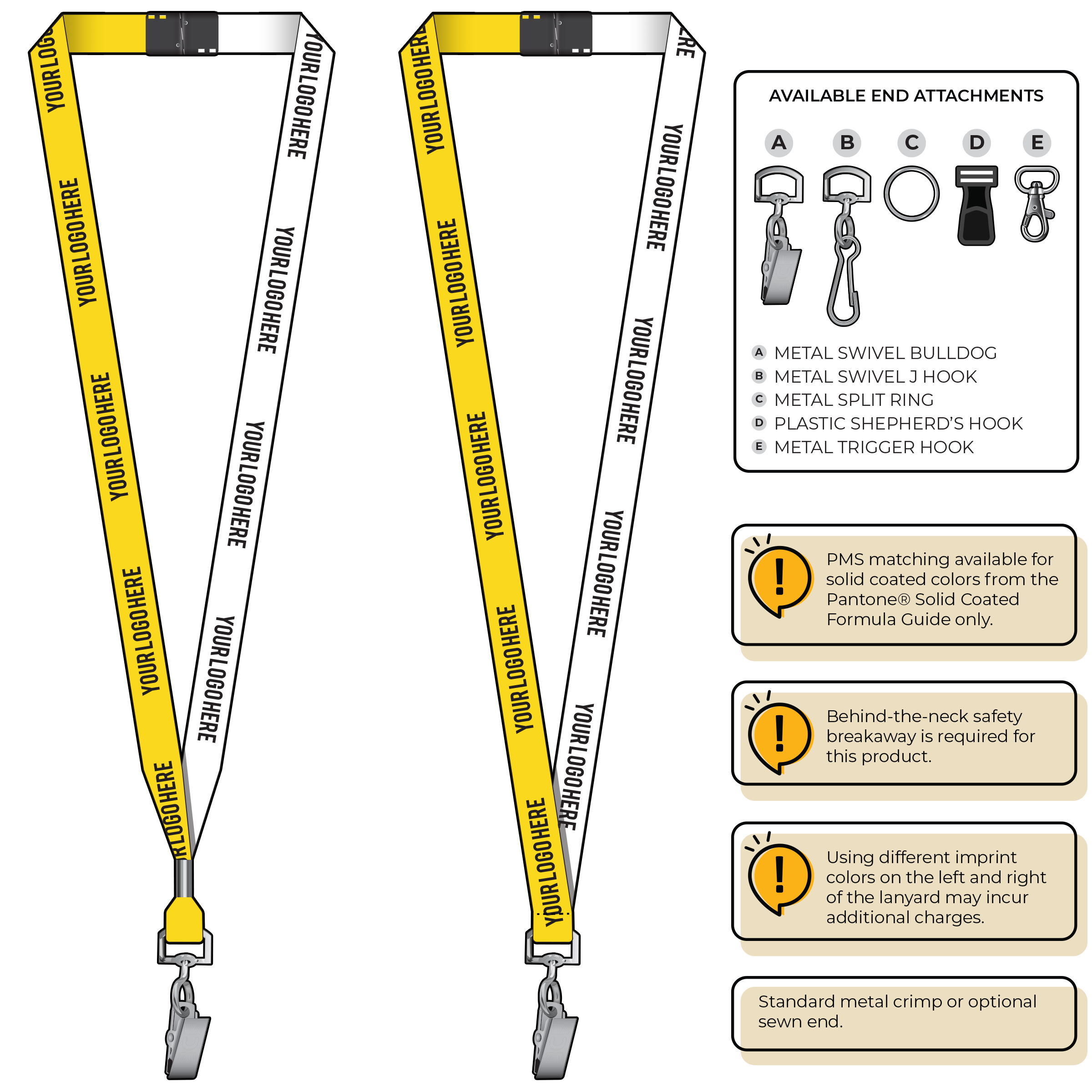 BH0051 | 5/8" Two Tone MicroWeave Silkscreen Lanyards :: STANDARD END ATTACHMENTS