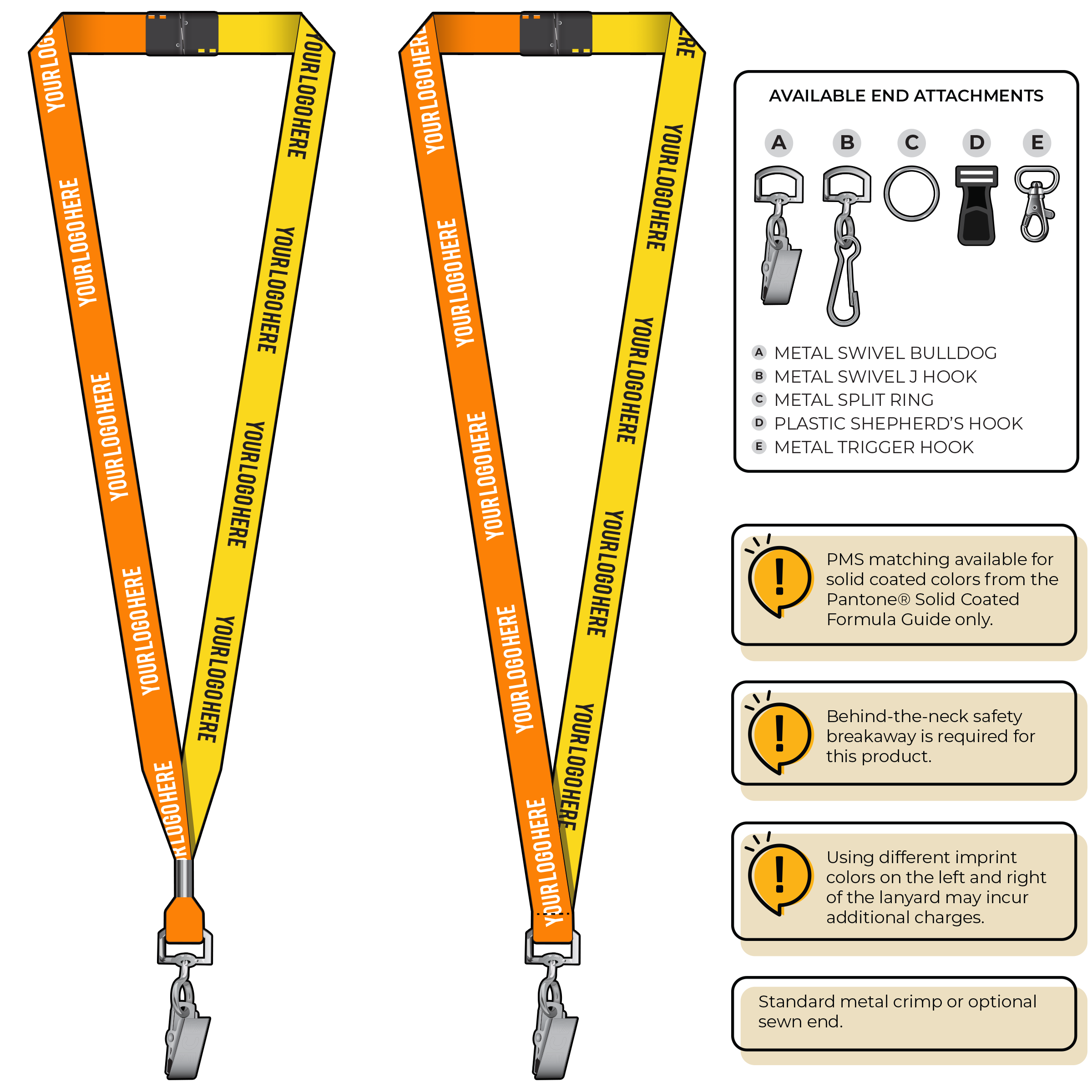 BH0051 | 5/8" Two Tone MicroWeave Silkscreen Lanyards :: STANDARD END ATTACHMENTS