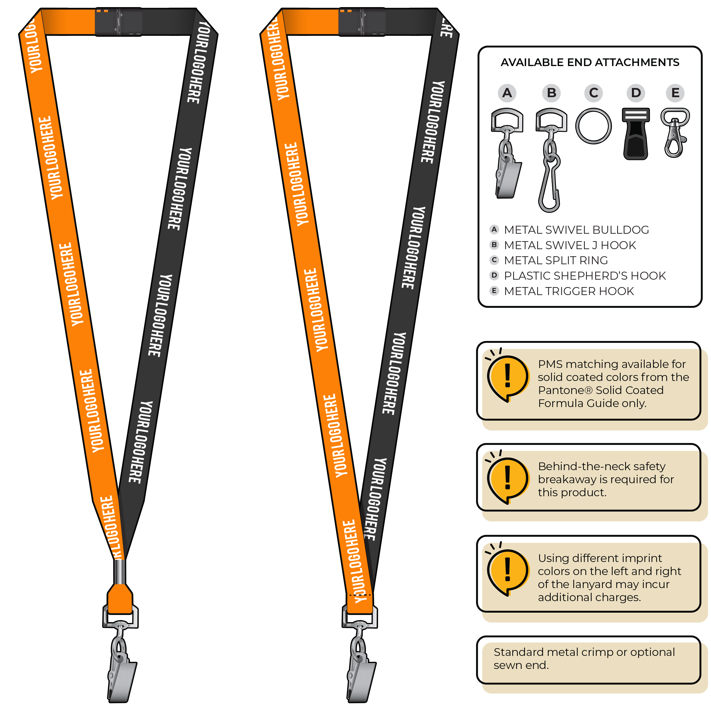 BH0051 | 5/8" Two Tone MicroWeave Silkscreen Lanyards :: STANDARD END ATTACHMENTS