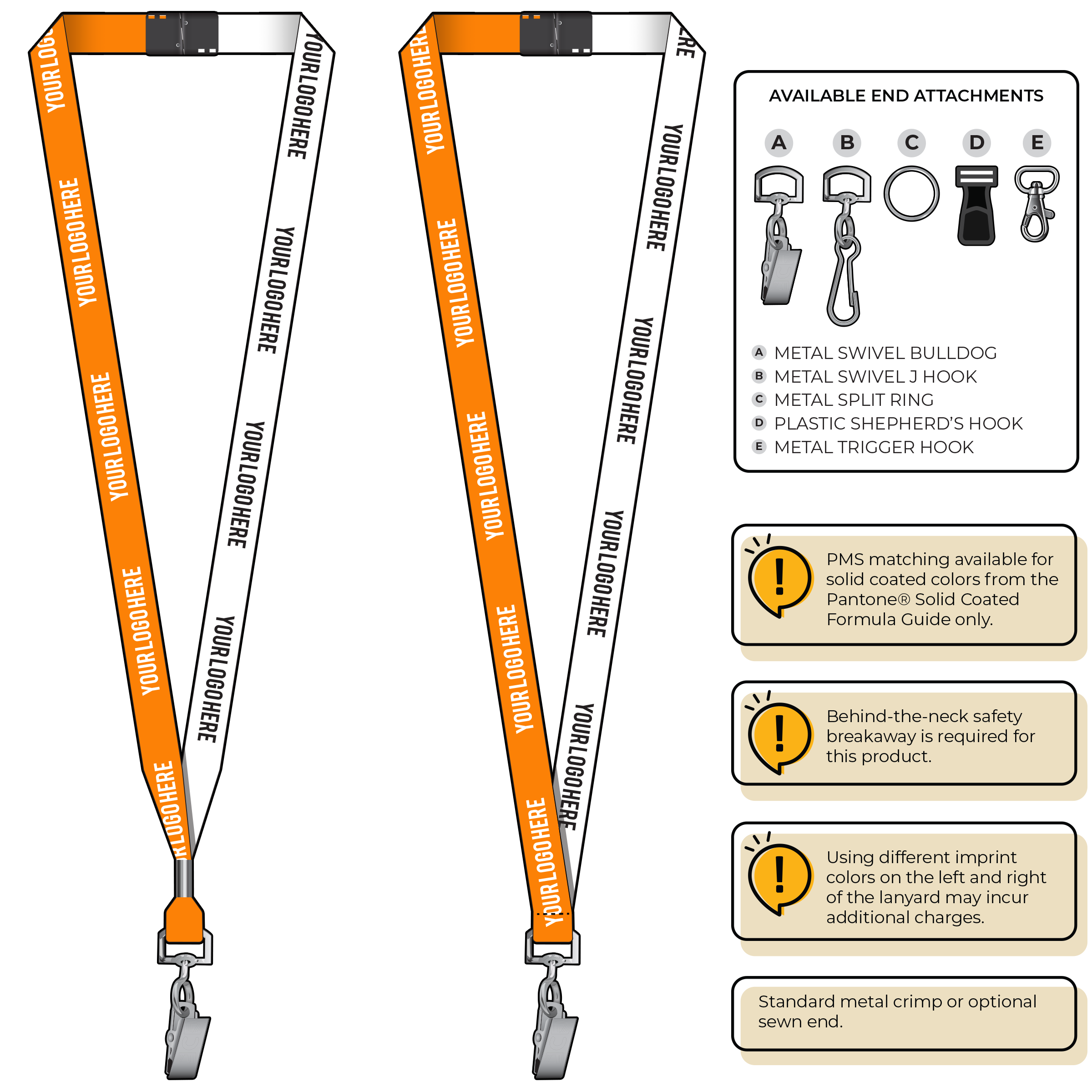 BH0051 | 5/8" Two Tone MicroWeave Silkscreen Lanyards :: STANDARD END ATTACHMENTS