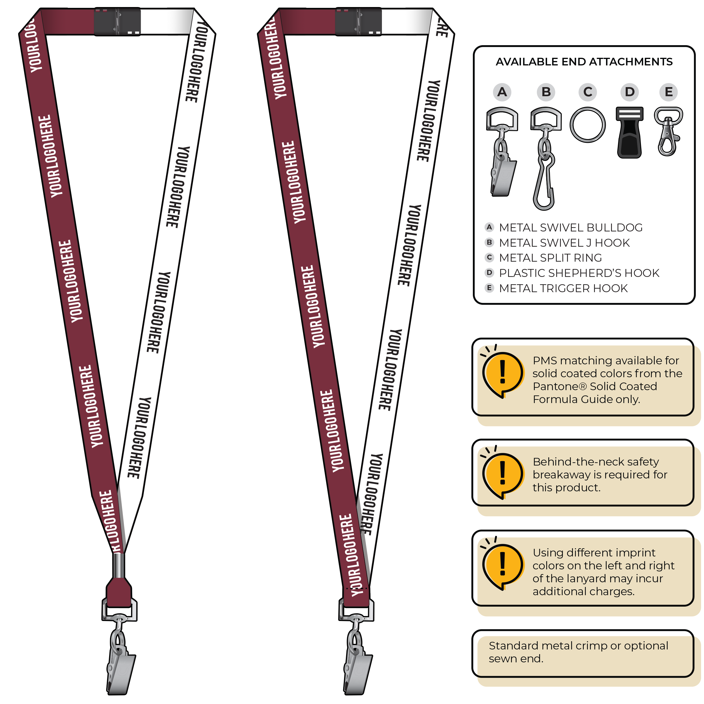 BH0051 | 5/8" Two Tone MicroWeave Silkscreen Lanyards :: STANDARD END ATTACHMENTS