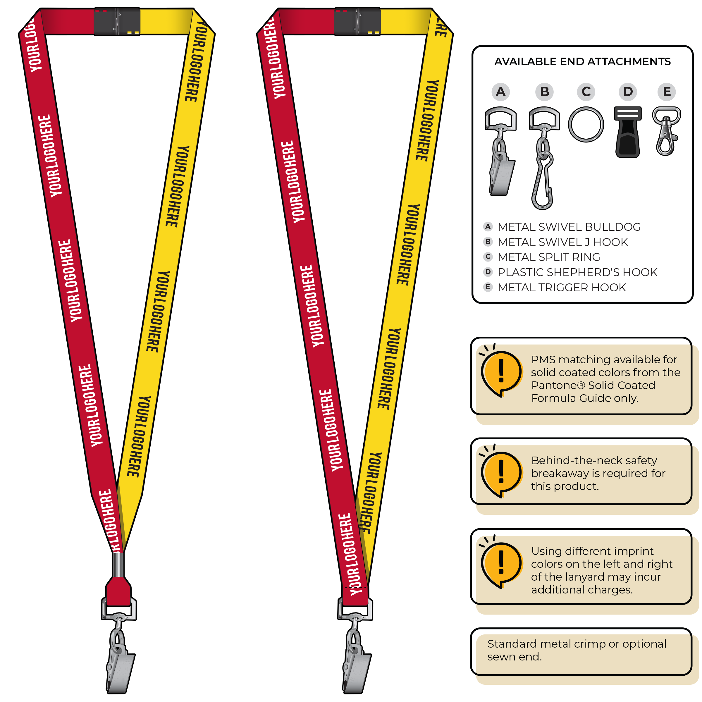 BH0051 | 5/8" Two Tone MicroWeave Silkscreen Lanyards :: STANDARD END ATTACHMENTS