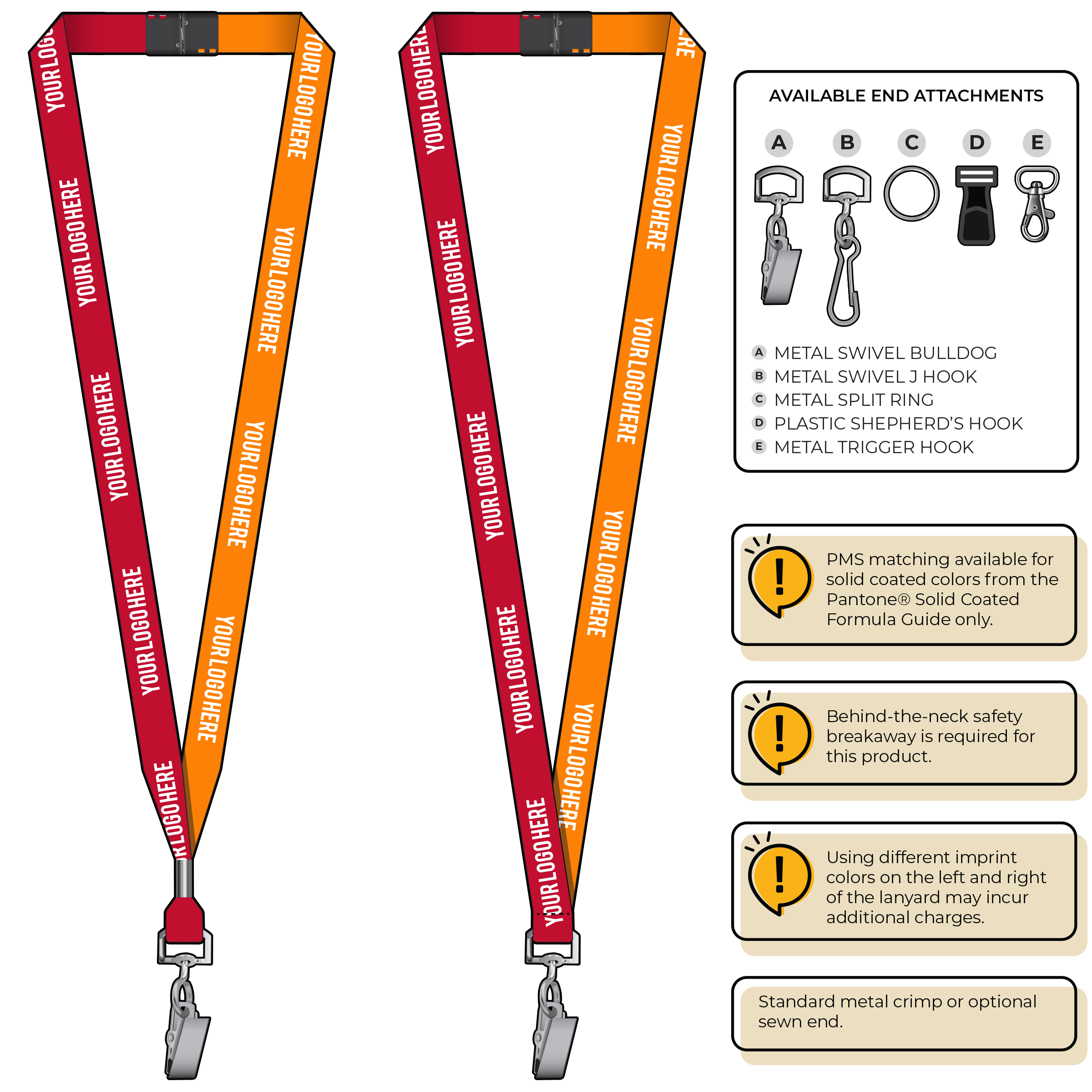 BH0051 | 5/8" Two Tone MicroWeave Silkscreen Lanyards :: STANDARD END ATTACHMENTS
