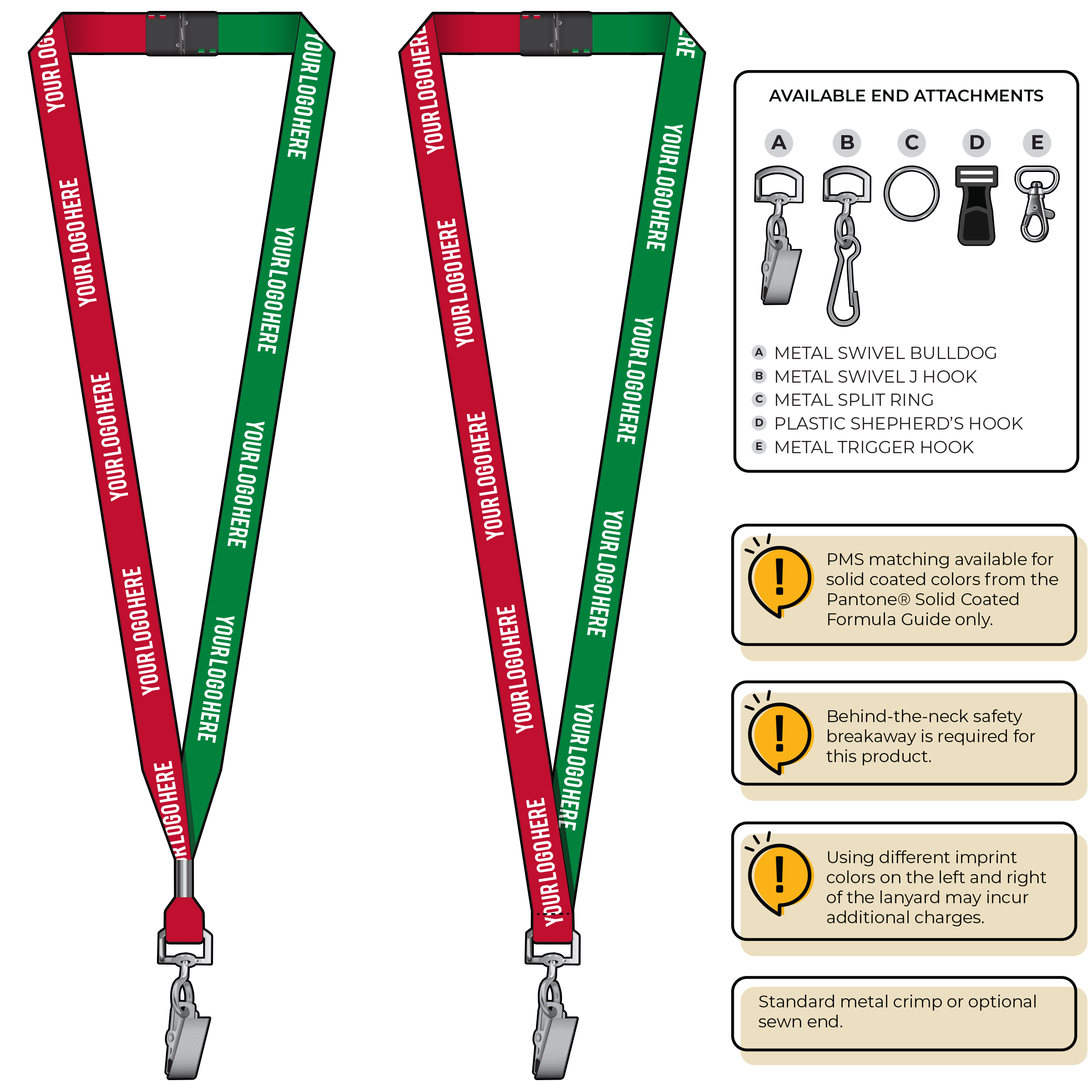 BH0051 | 5/8" Two Tone MicroWeave Silkscreen Lanyards :: STANDARD END ATTACHMENTS
