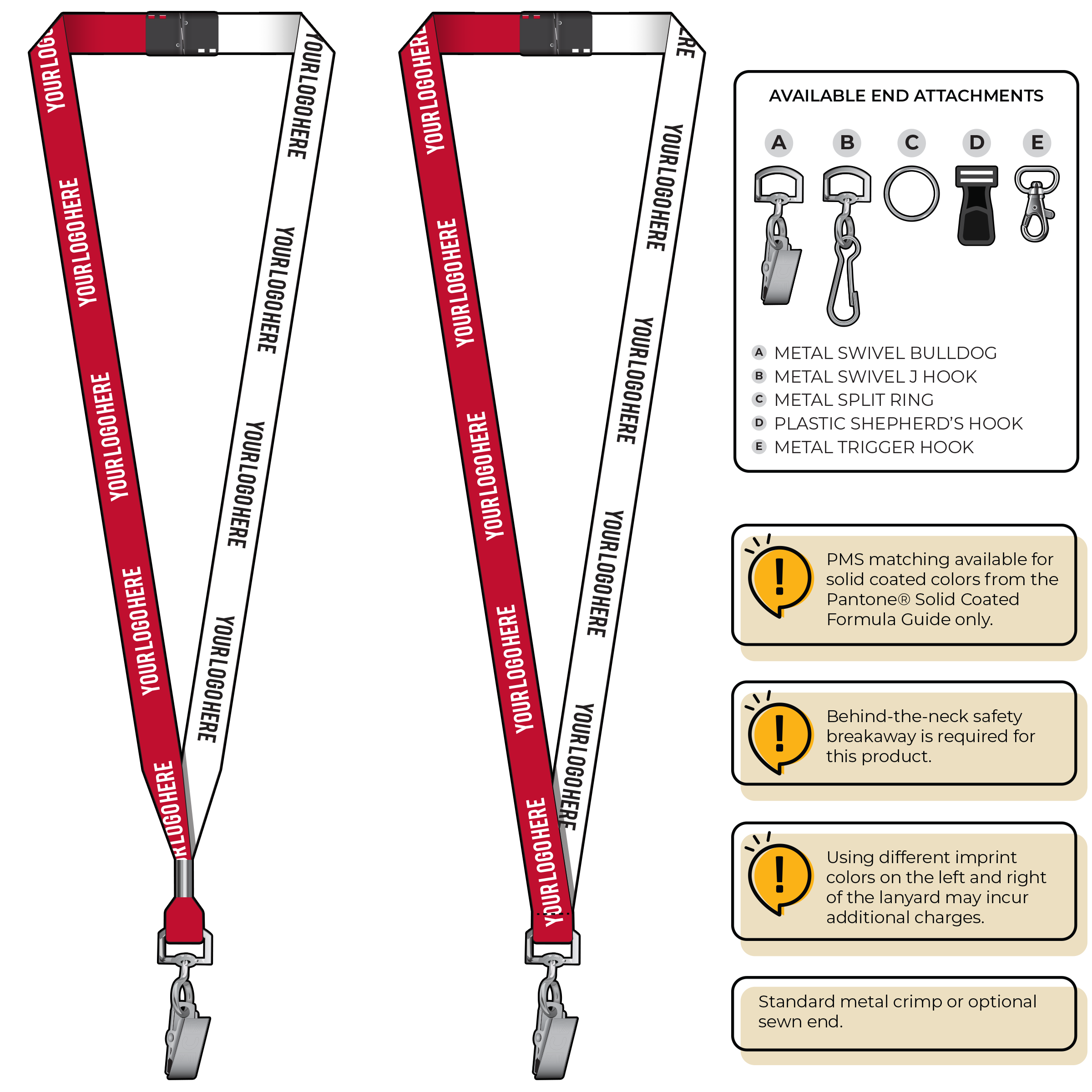 BH0051 | 5/8" Two Tone MicroWeave Silkscreen Lanyards :: STANDARD END ATTACHMENTS