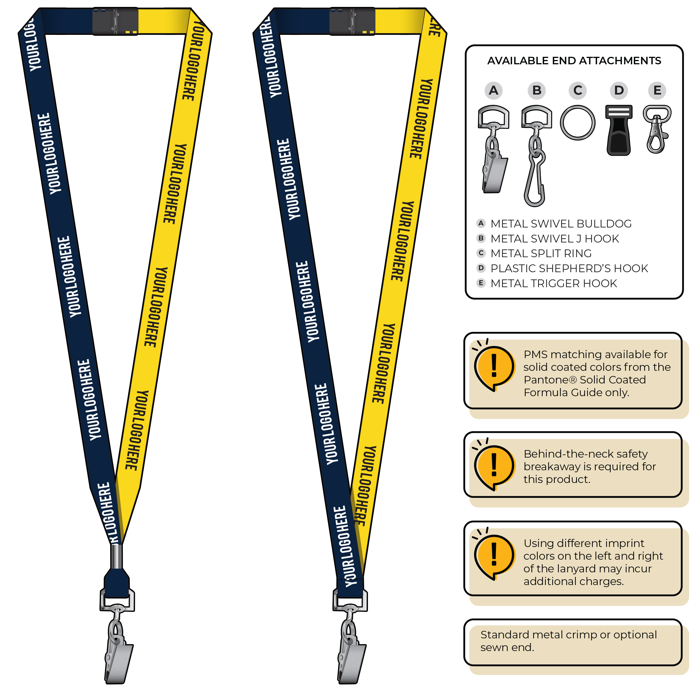 BH0051 | 5/8" Two Tone MicroWeave Silkscreen Lanyards :: STANDARD END ATTACHMENTS