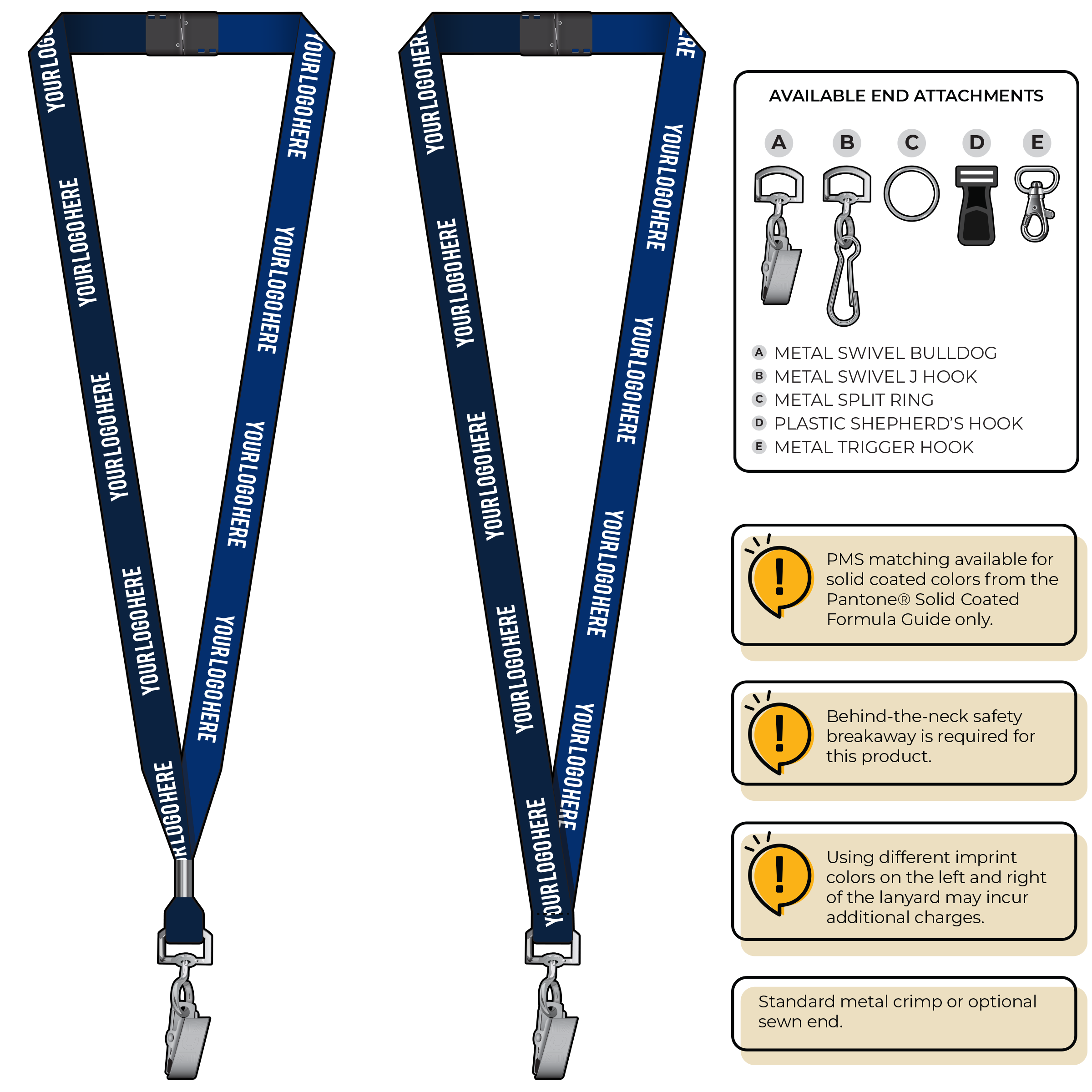 BH0051 | 5/8" Two Tone MicroWeave Silkscreen Lanyards :: STANDARD END ATTACHMENTS