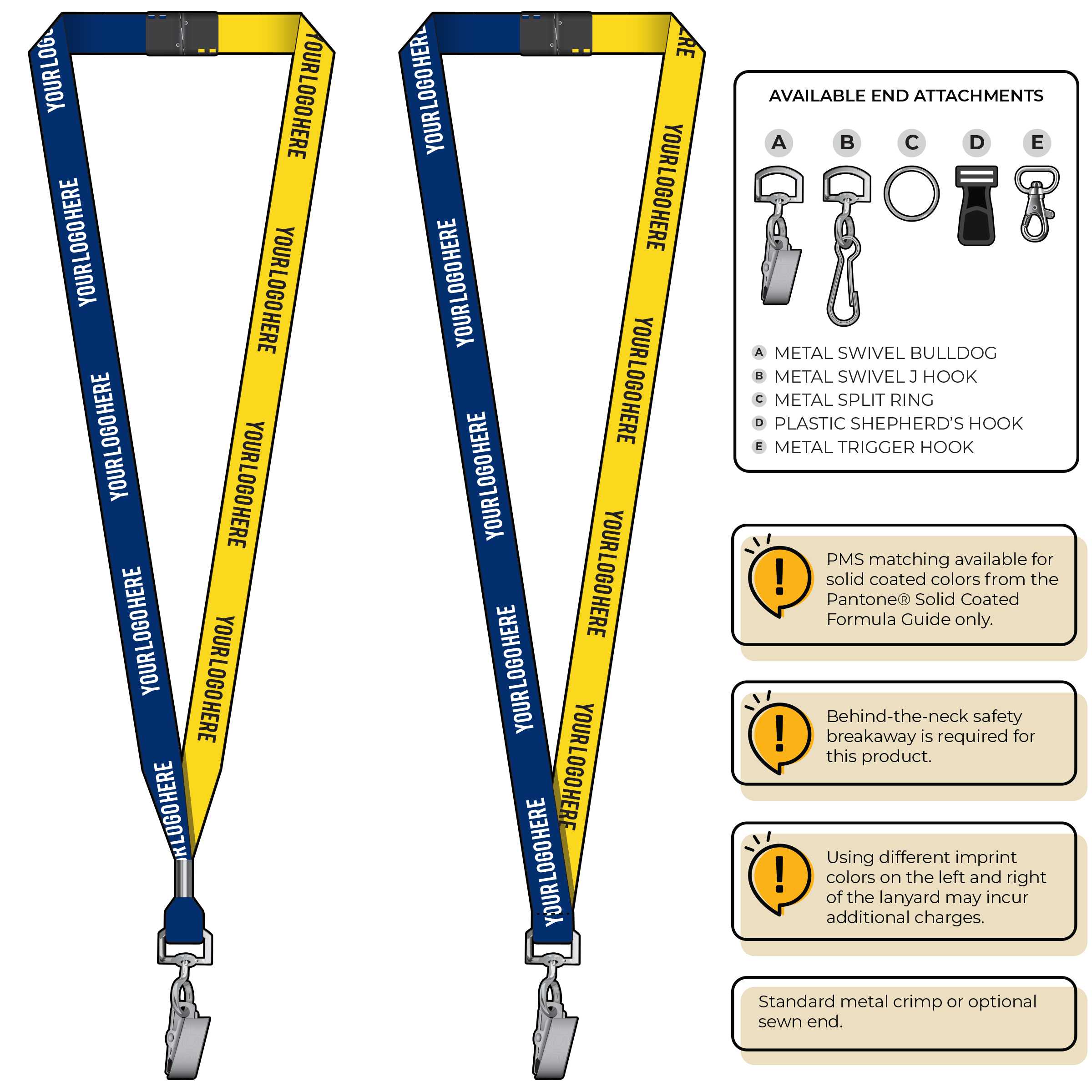 BH0051 | 5/8" Two Tone MicroWeave Silkscreen Lanyards :: STANDARD END ATTACHMENTS
