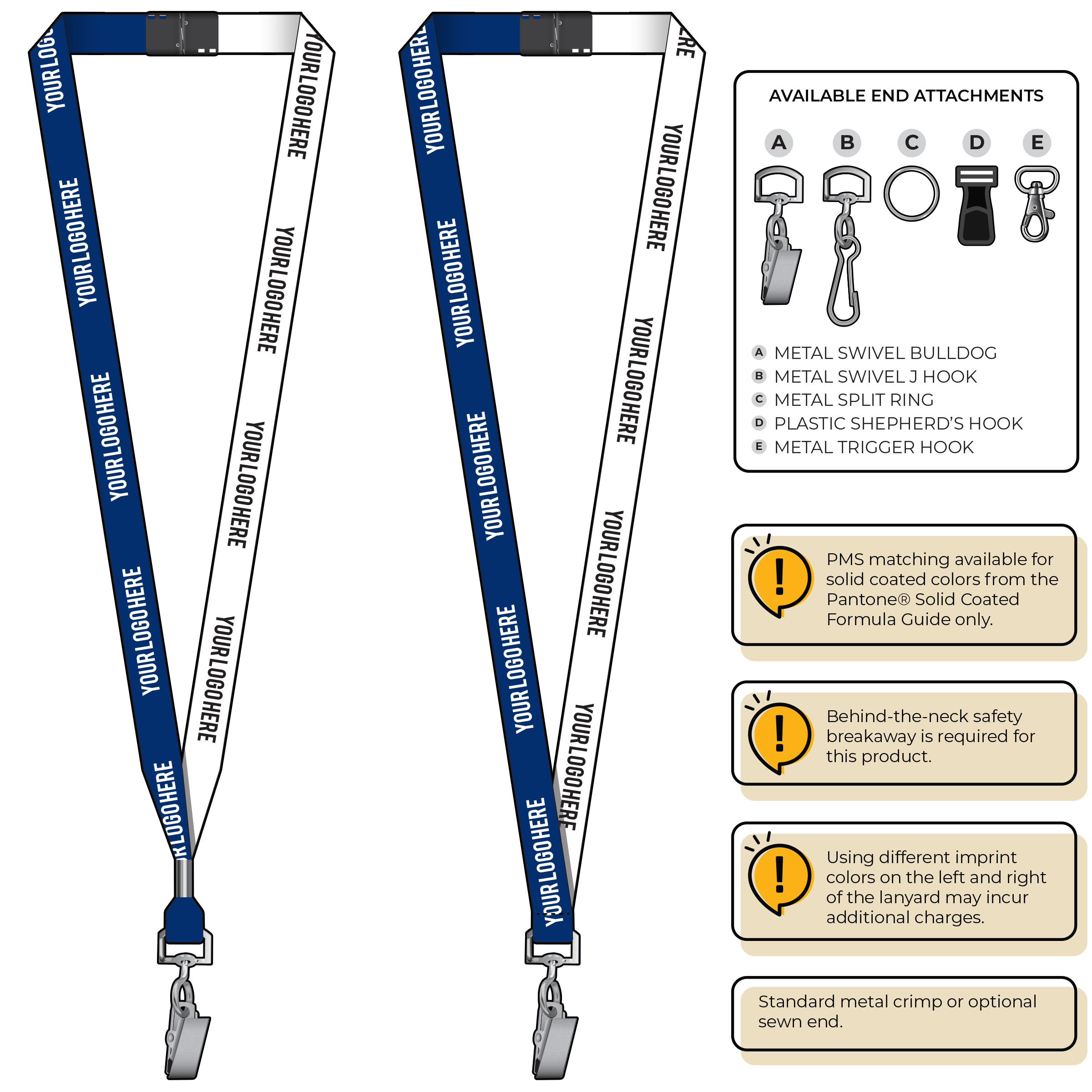BH0051 | 5/8" Two Tone MicroWeave Silkscreen Lanyards :: STANDARD END ATTACHMENTS