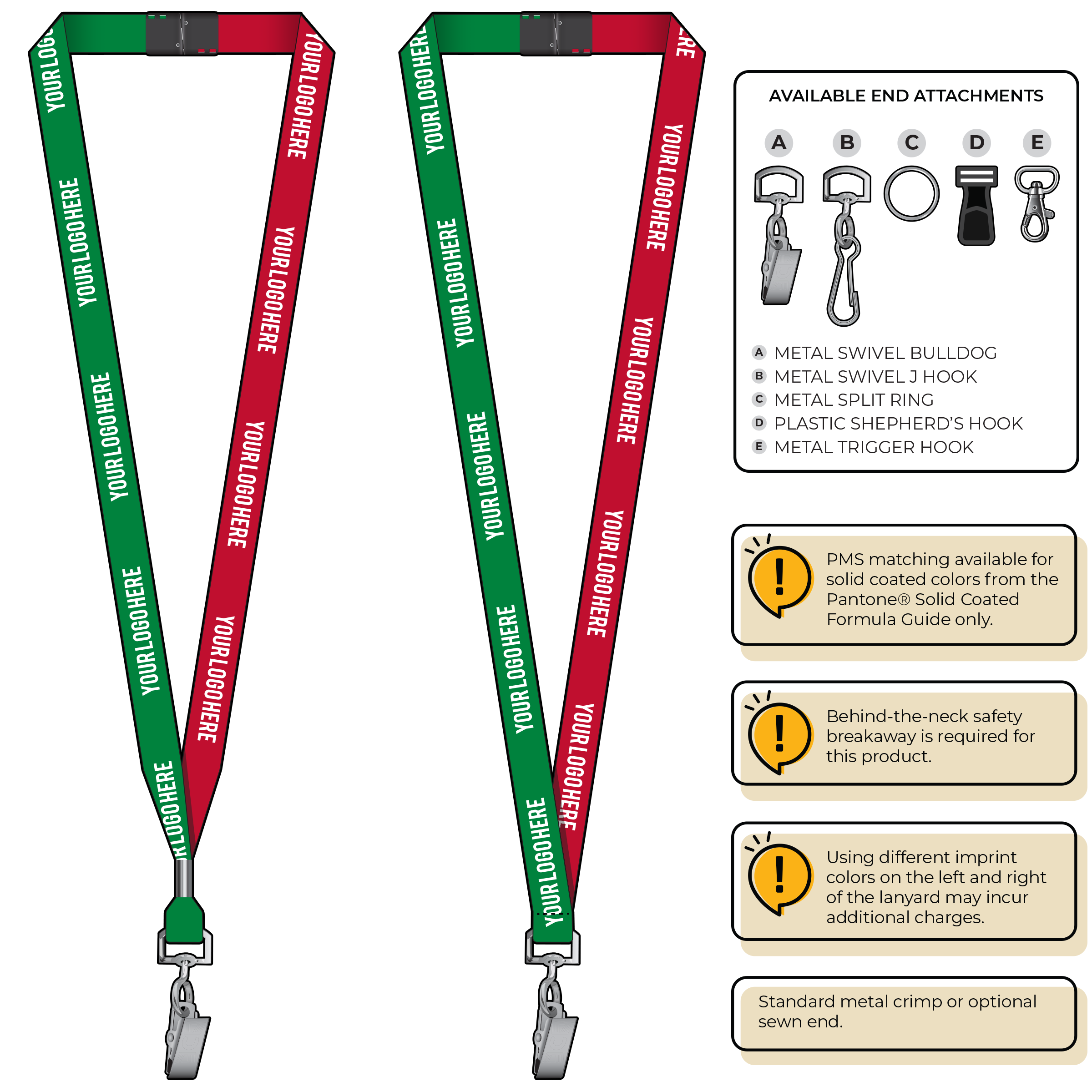 BH0051 | 5/8" Two Tone MicroWeave Silkscreen Lanyards :: STANDARD END ATTACHMENTS