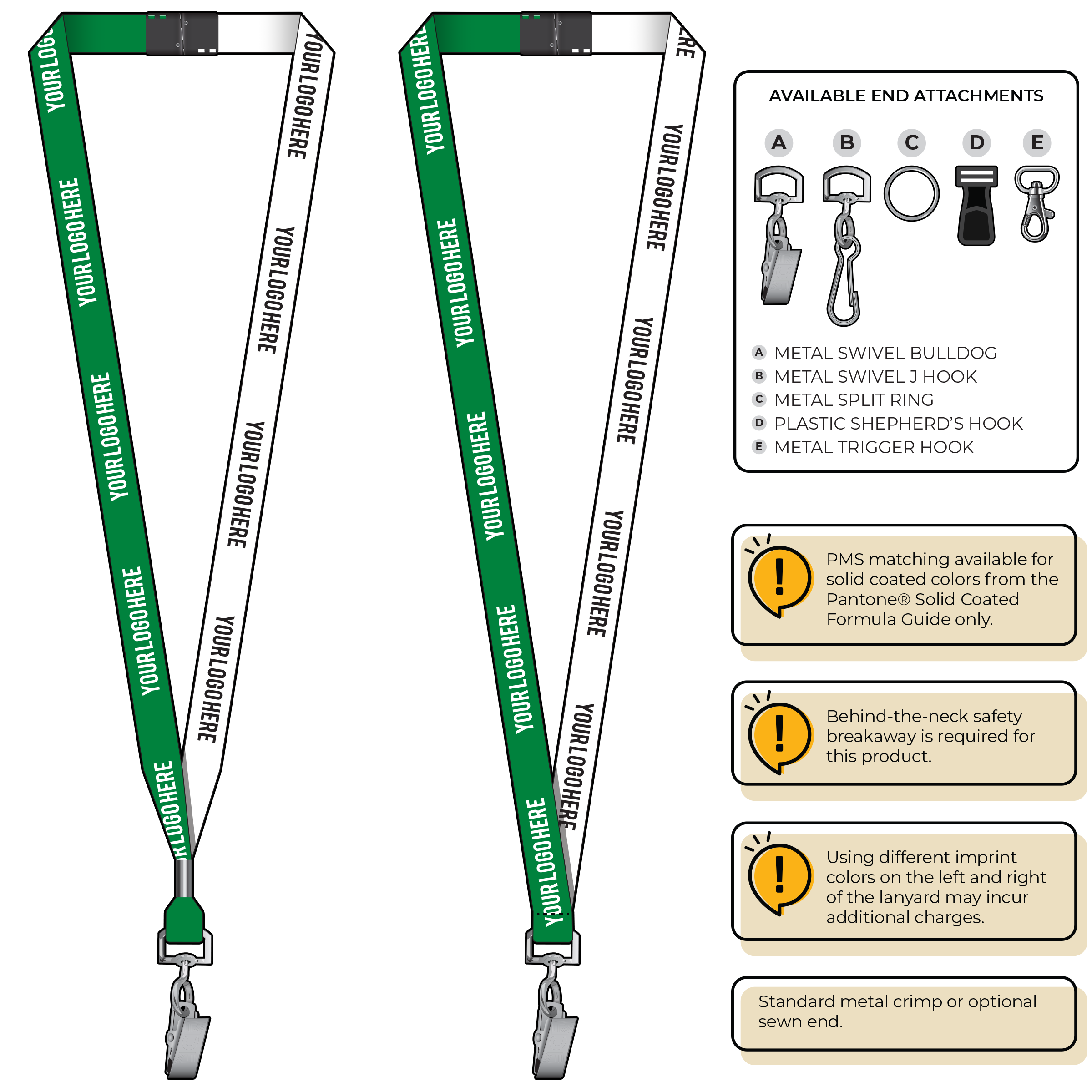 BH0051 | 5/8" Two Tone MicroWeave Silkscreen Lanyards :: STANDARD END ATTACHMENTS