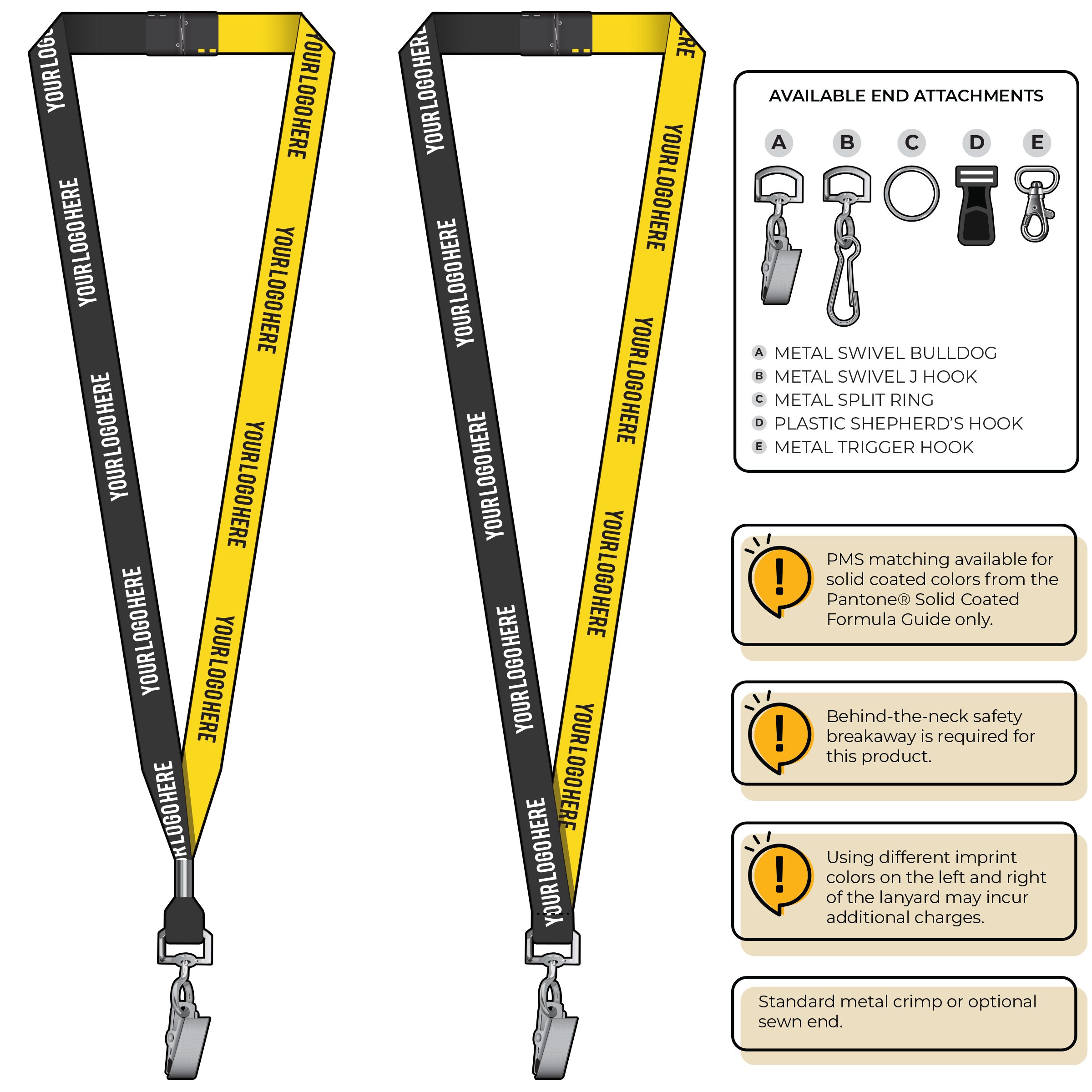 BH0051 | 5/8" Two Tone MicroWeave Silkscreen Lanyards :: STANDARD END ATTACHMENTS