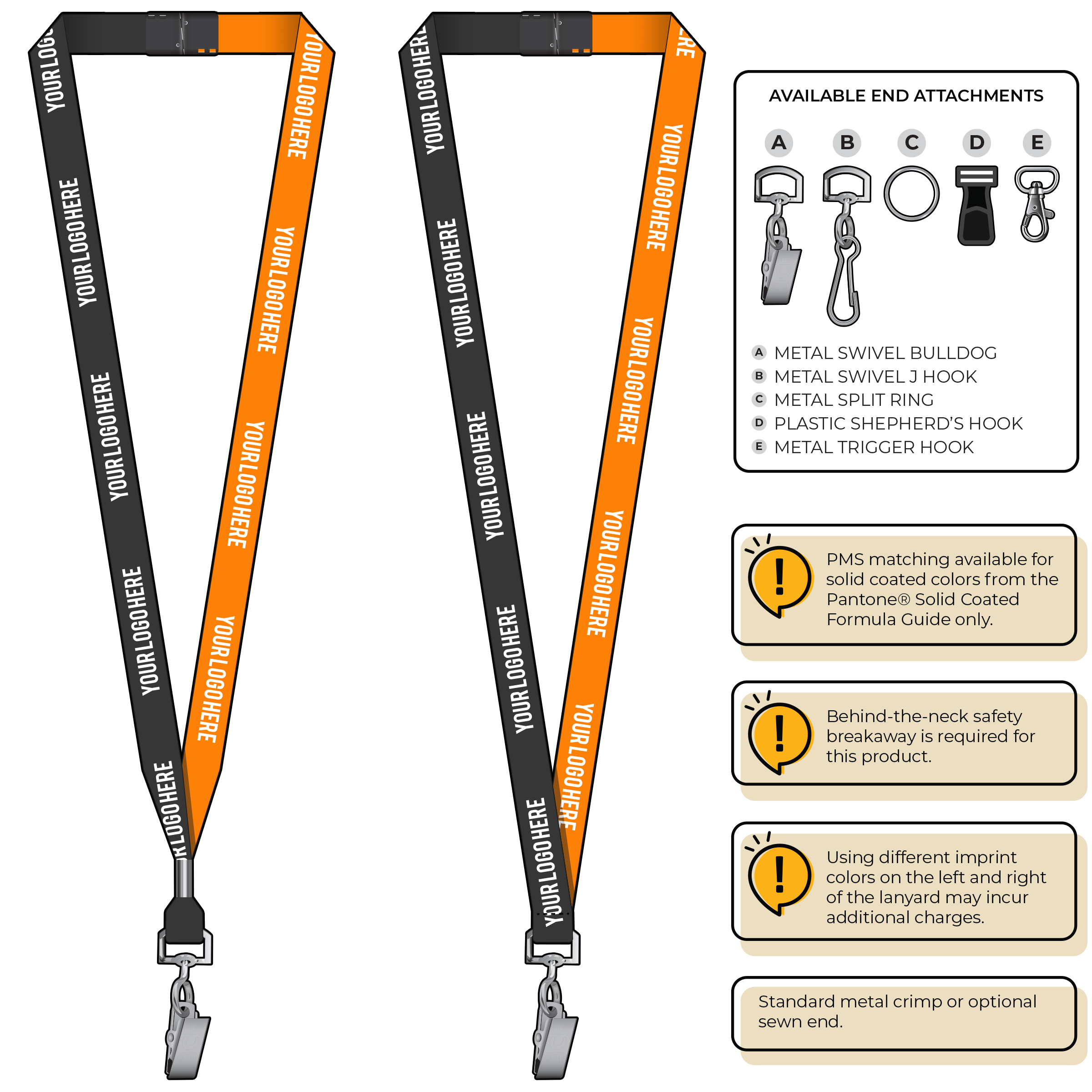 BH0051 | 5/8" Two Tone MicroWeave Silkscreen Lanyards :: STANDARD END ATTACHMENTS
