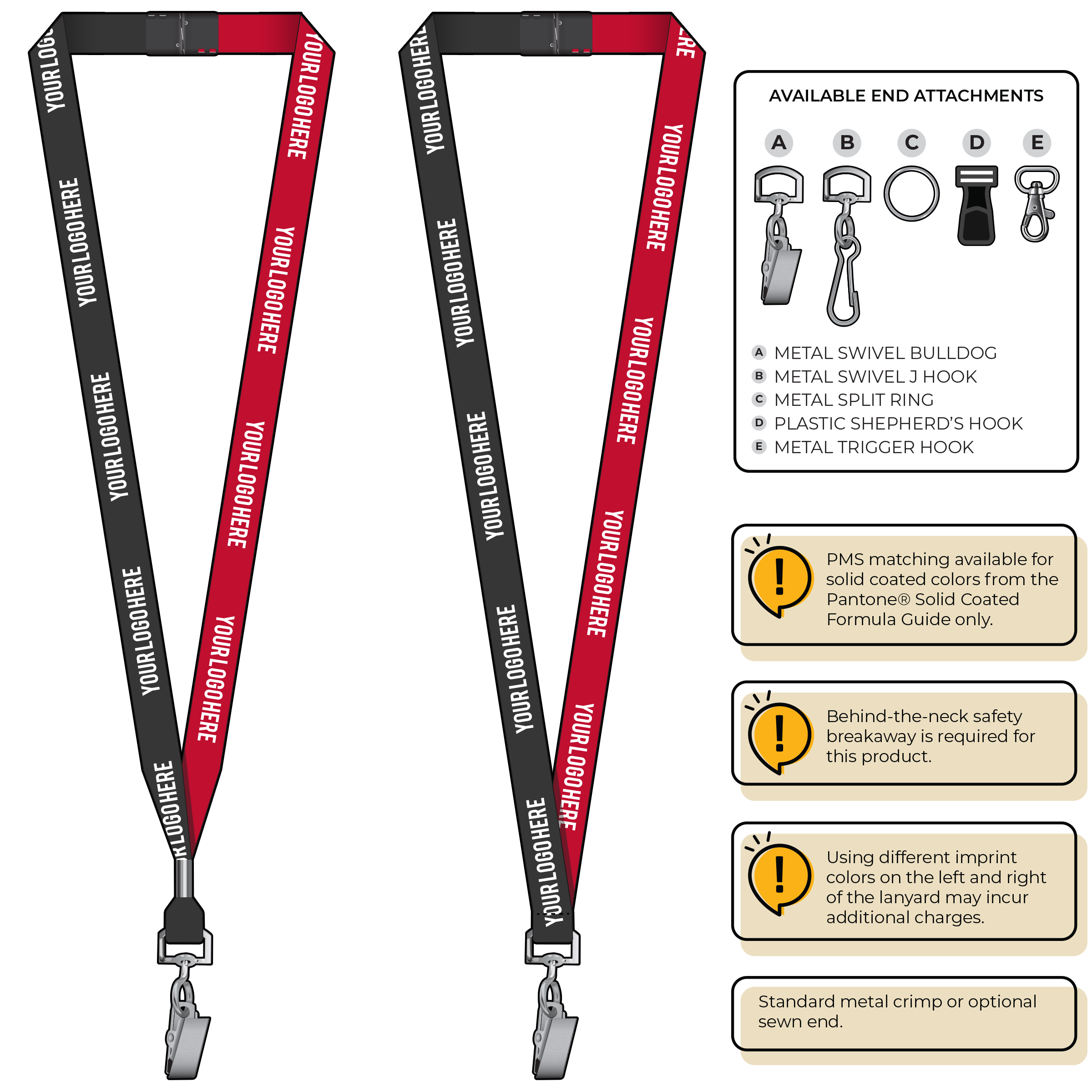 BH0051 | 5/8" Two Tone MicroWeave Silkscreen Lanyards :: STANDARD END ATTACHMENTS