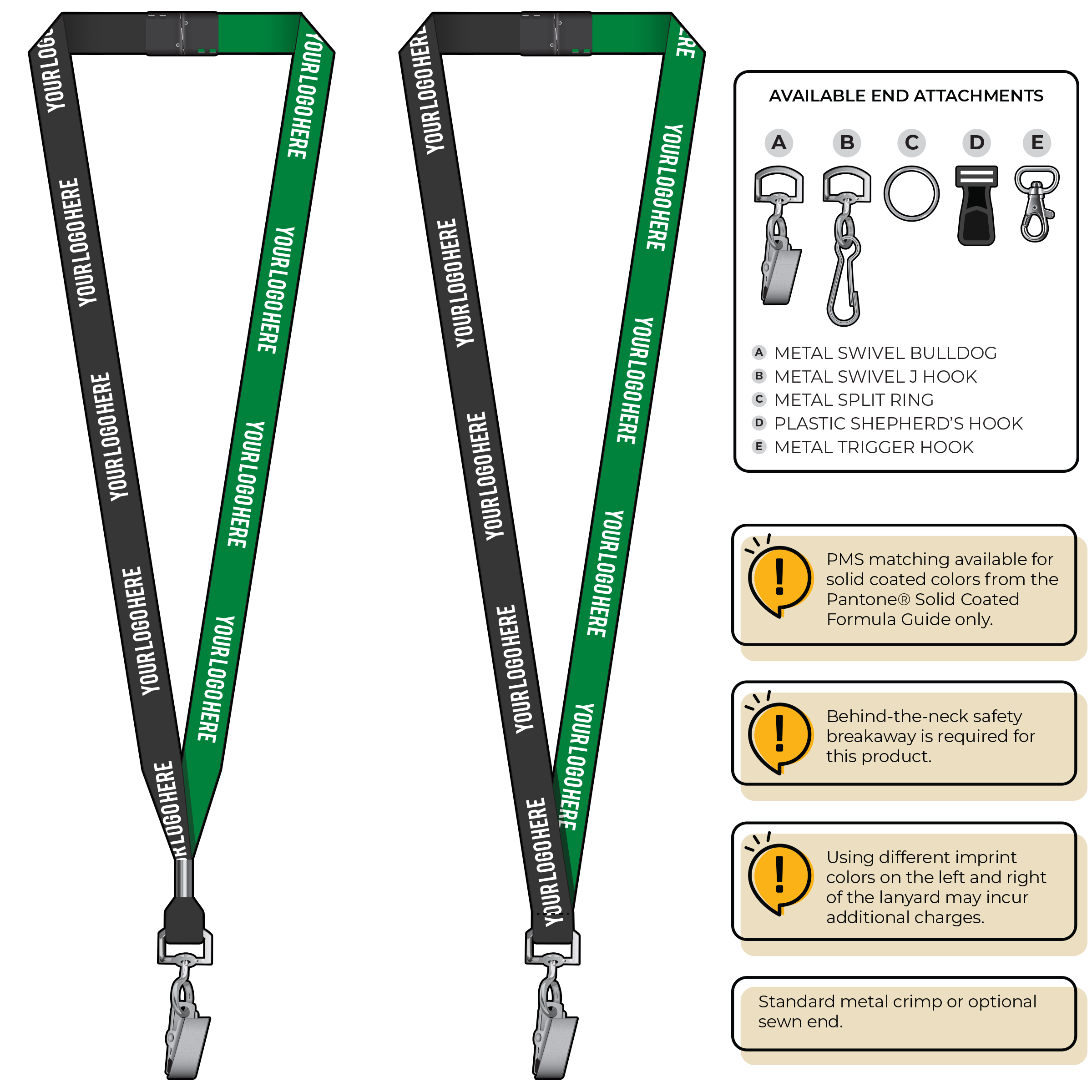 BH0051 | 5/8" Two Tone MicroWeave Silkscreen Lanyards :: STANDARD END ATTACHMENTS