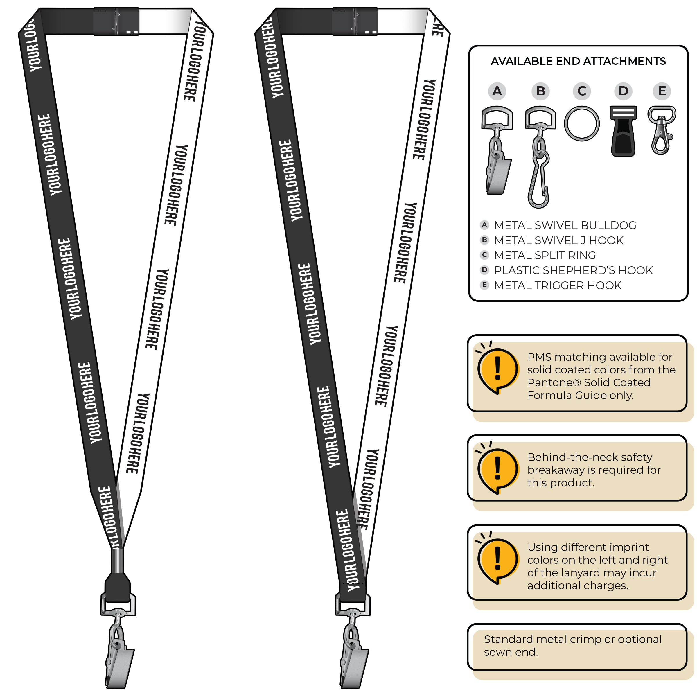 BH0051 | 5/8" Two Tone MicroWeave Silkscreen Lanyards :: STANDARD END ATTACHMENTS