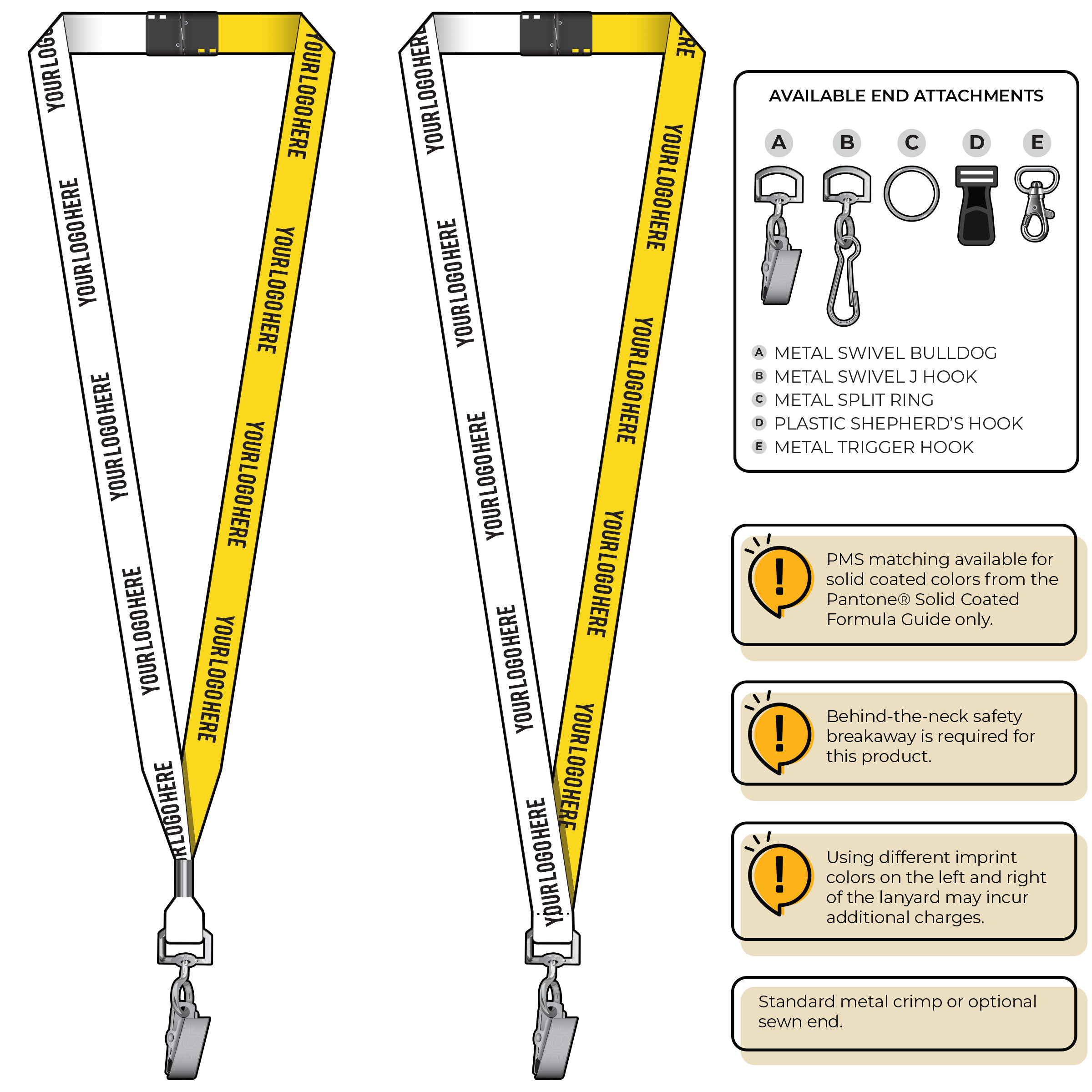 BH0051 | 5/8" Two Tone MicroWeave Silkscreen Lanyards :: STANDARD END ATTACHMENTS