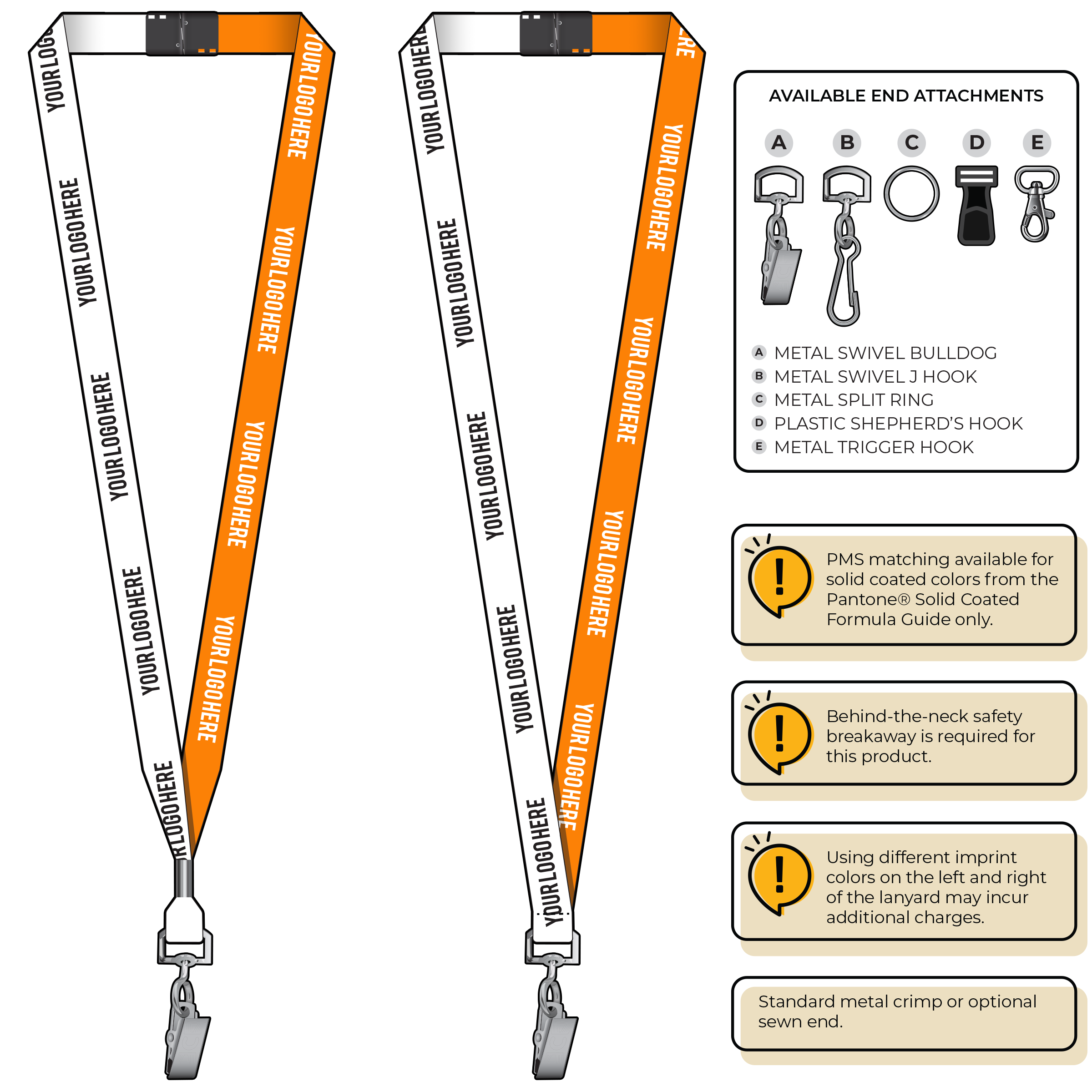 BH0051 | 5/8" Two Tone MicroWeave Silkscreen Lanyards :: STANDARD END ATTACHMENTS