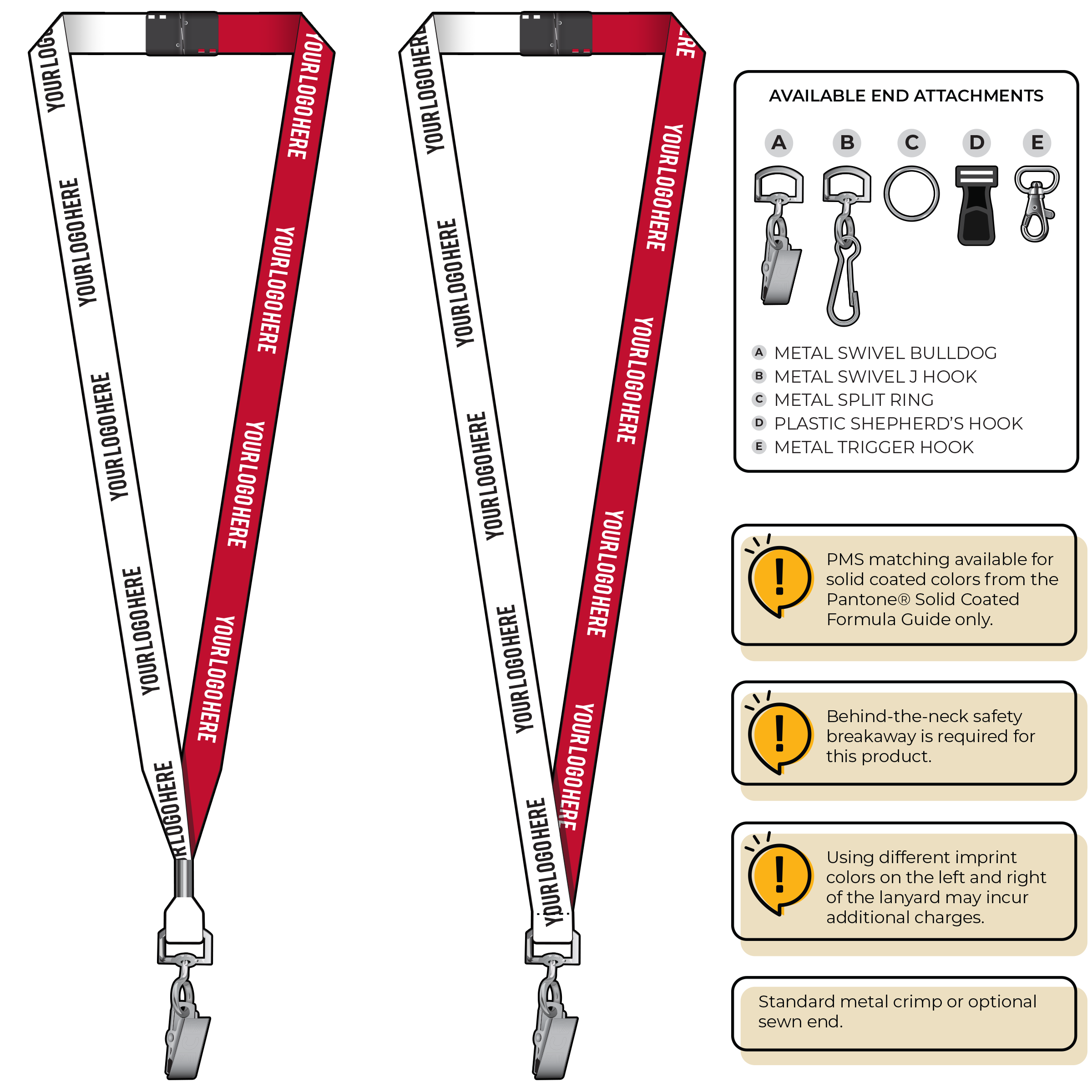 BH0051 | 5/8" Two Tone MicroWeave Silkscreen Lanyards :: STANDARD END ATTACHMENTS