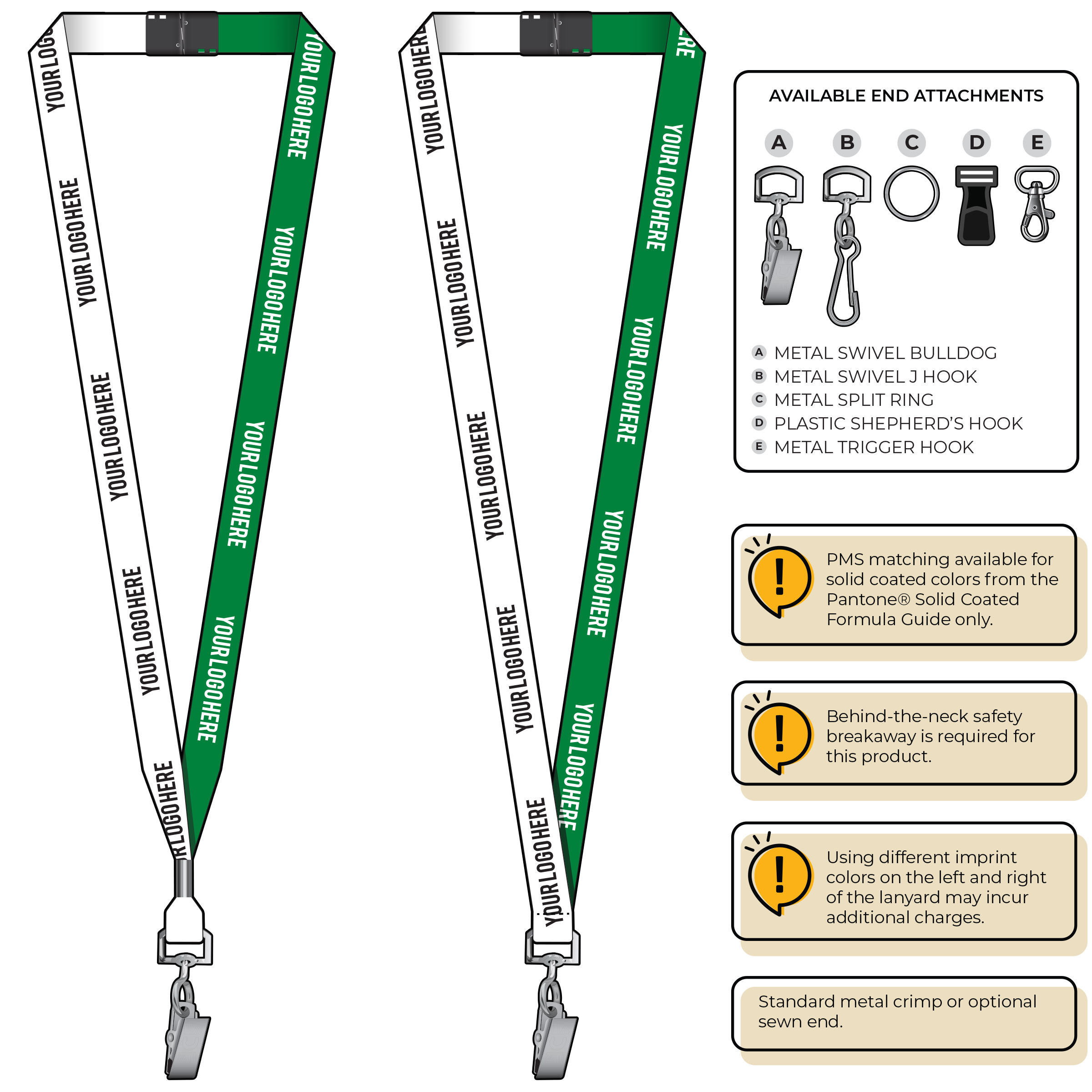 BH0051 | 5/8" Two Tone MicroWeave Silkscreen Lanyards :: STANDARD END ATTACHMENTS