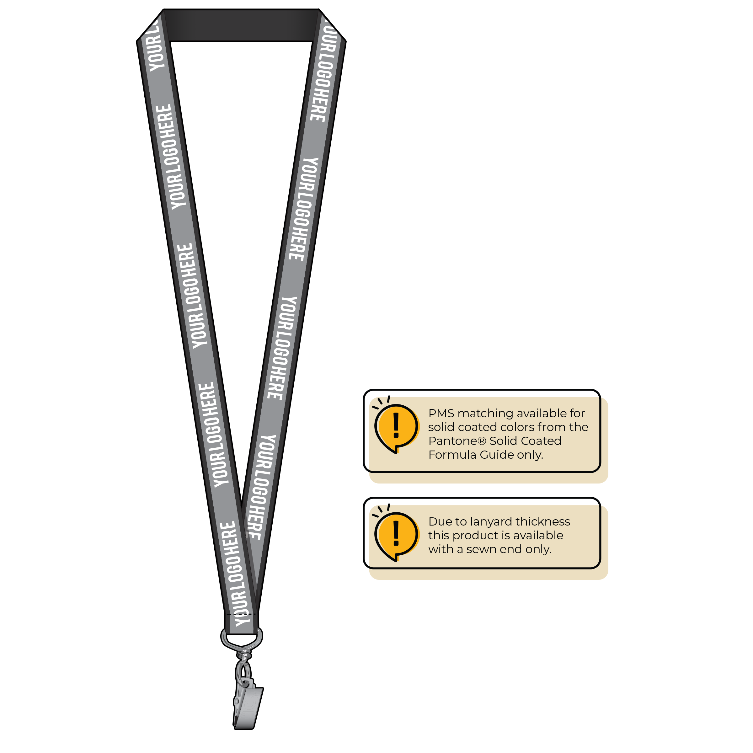 BH0077 | 3/4″ Silver Glitter Silk Screen Lanyard