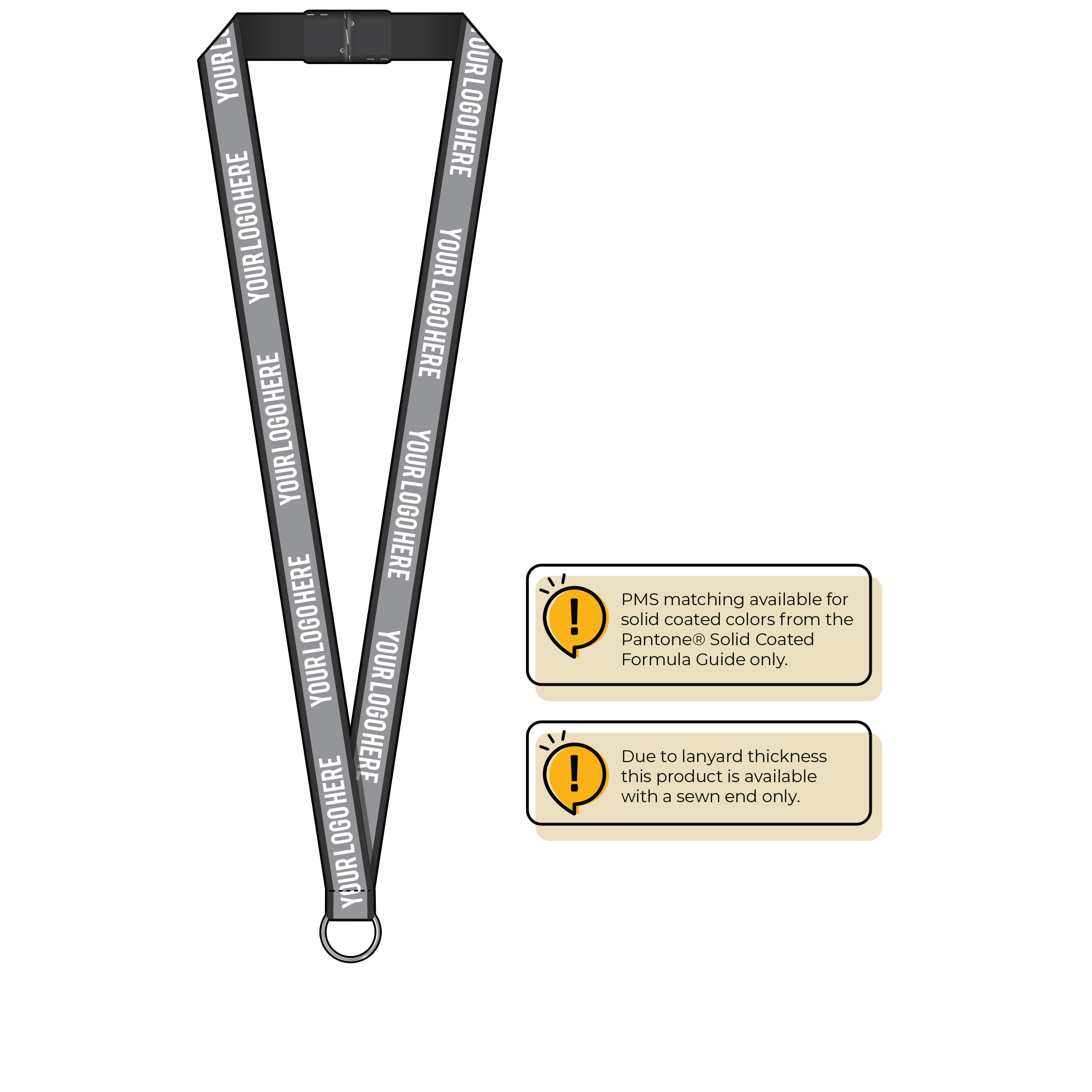 BH0077 | 3/4″ Silver Glitter Silk Screen Lanyard