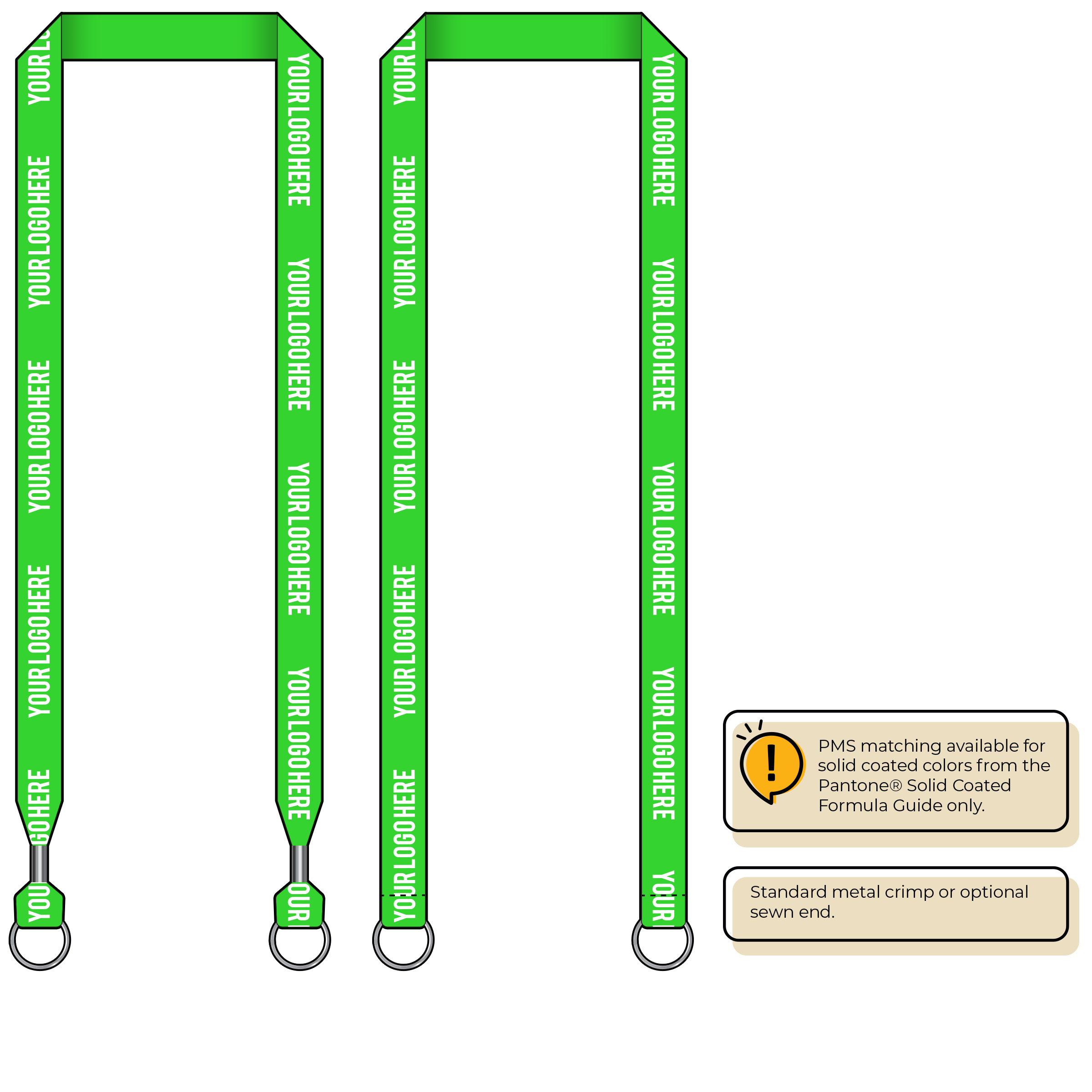 BHN013 | 3/4" Neon MicroWeave Silkscreen Lanyards :: DOUBLE ENDED