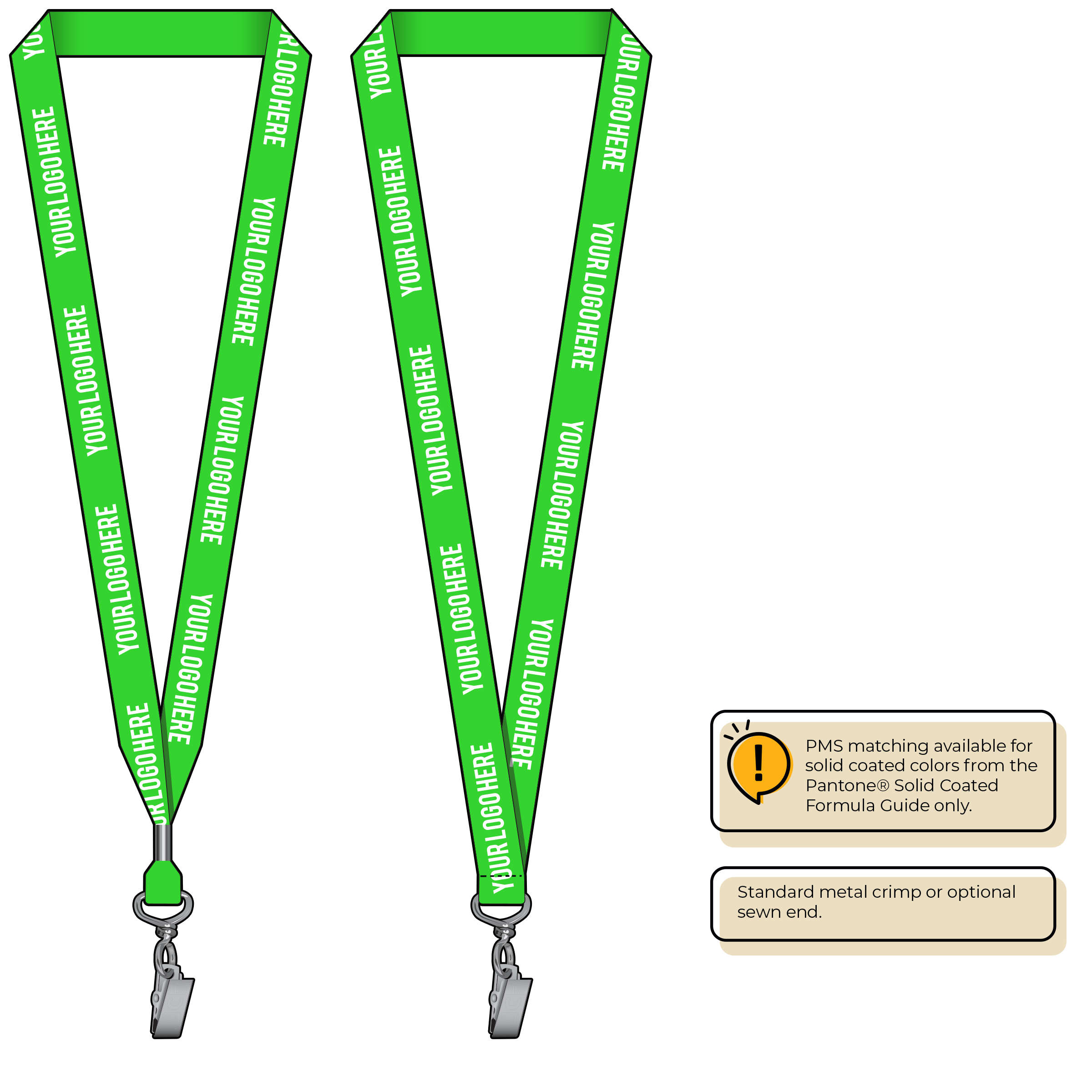 BHN013 | 3/4" Neon MicroWeave Silkscreen Lanyards :: STANDARD END ATTACHMENTS