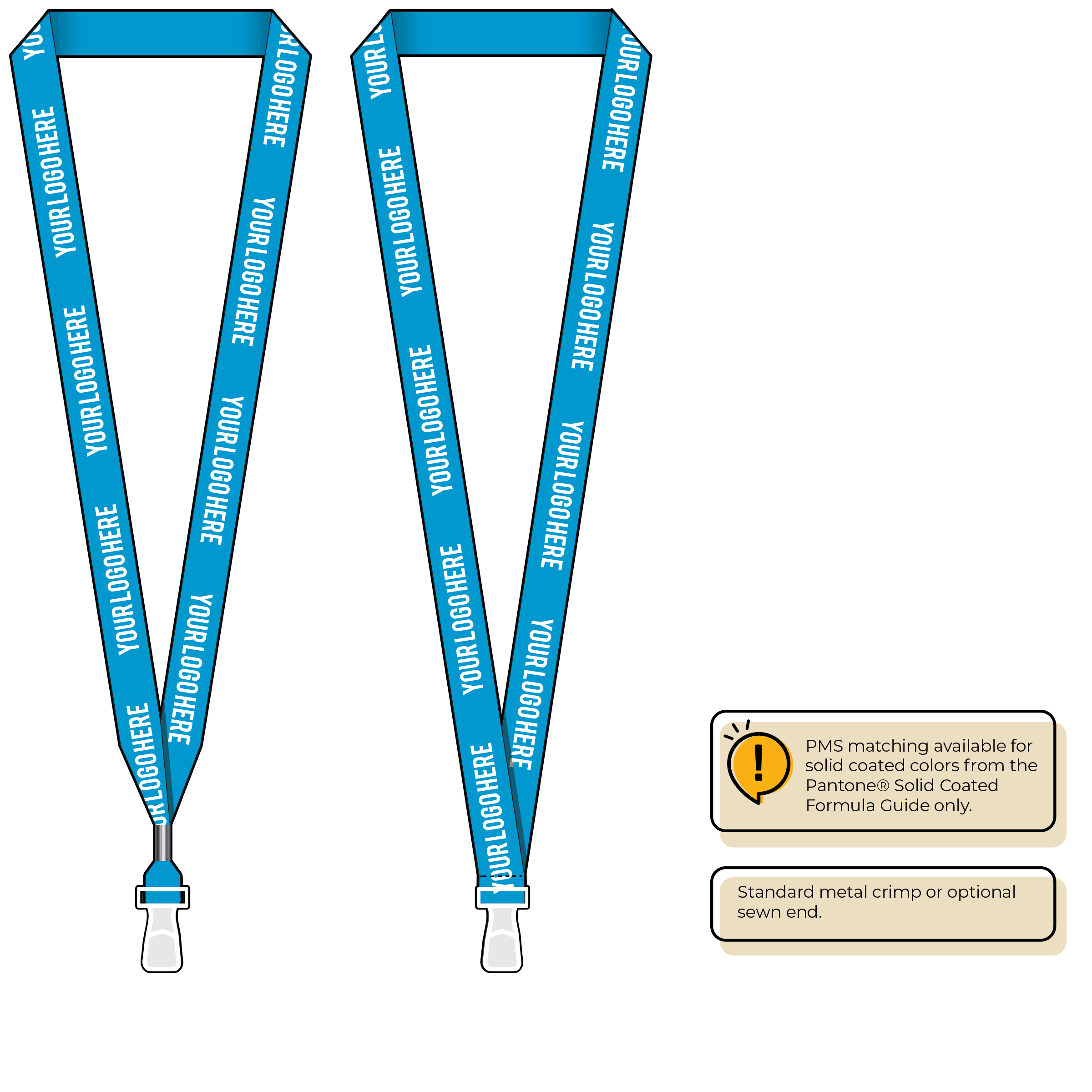 BHN013 | 3/4" Neon MicroWeave Silkscreen Lanyards :: STANDARD END ATTACHMENTS