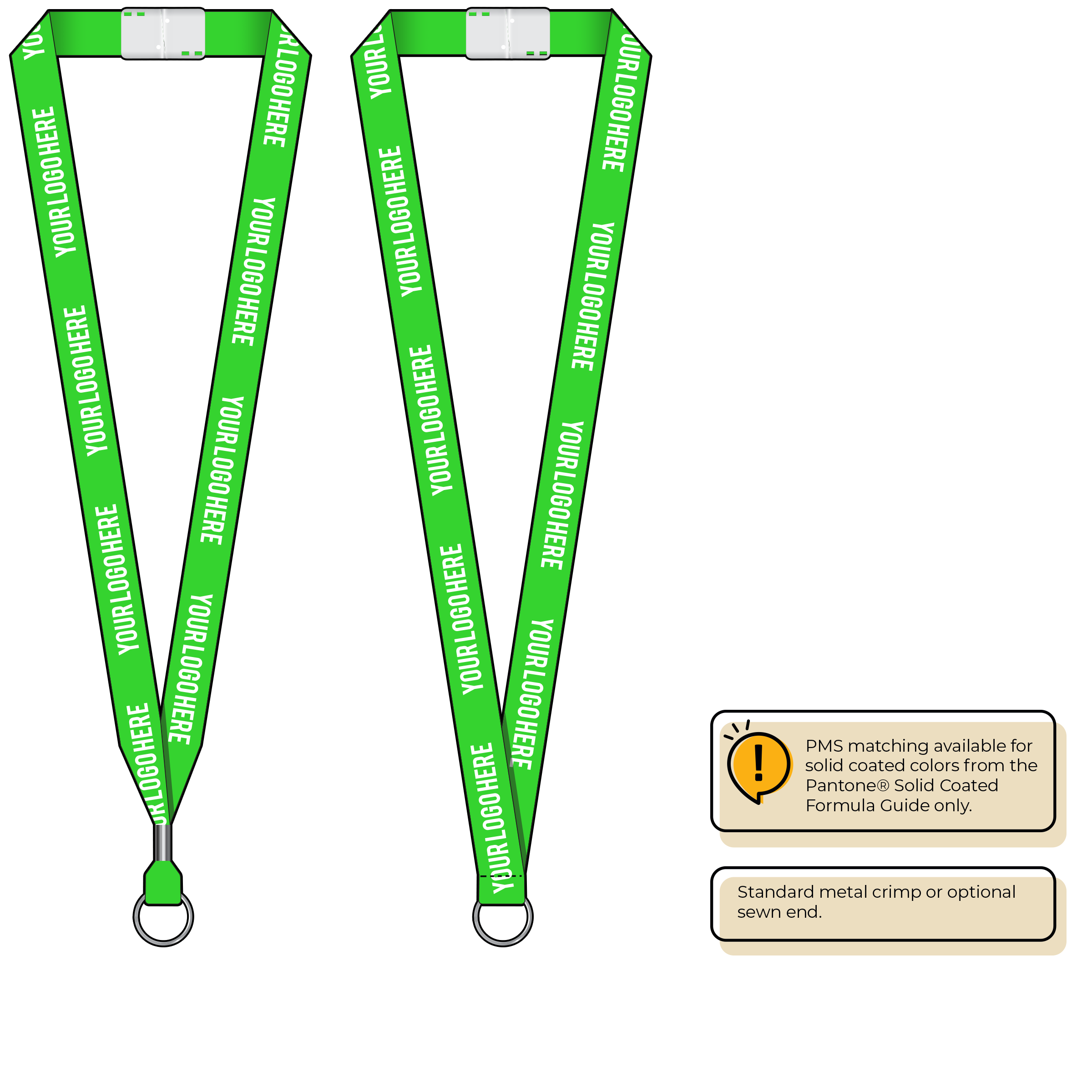 BHN013 | 3/4" Neon MicroWeave Silkscreen Lanyards :: STANDARD END ATTACHMENTS