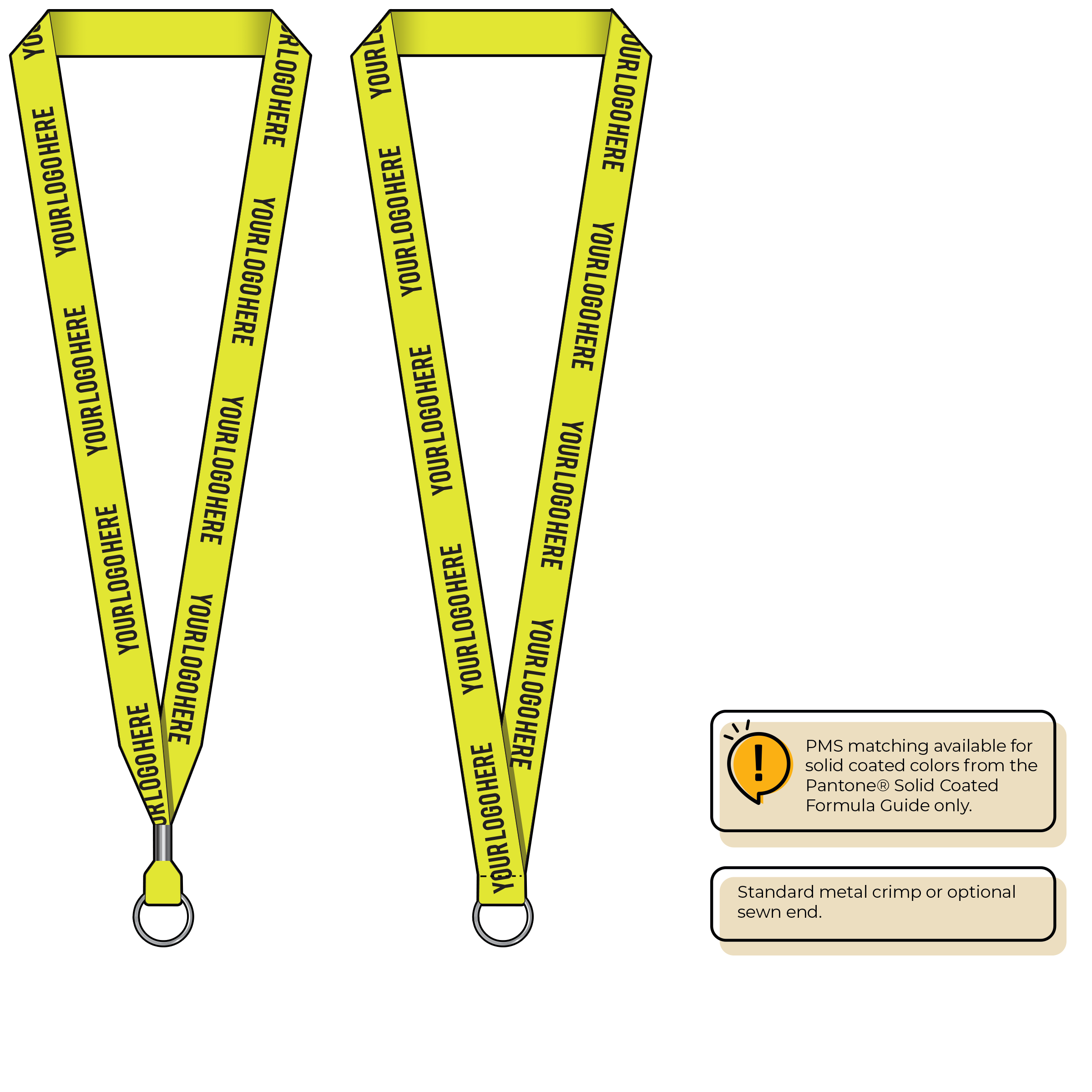 BHN013 | 3/4" Neon MicroWeave Silkscreen Lanyards :: STANDARD END ATTACHMENTS
