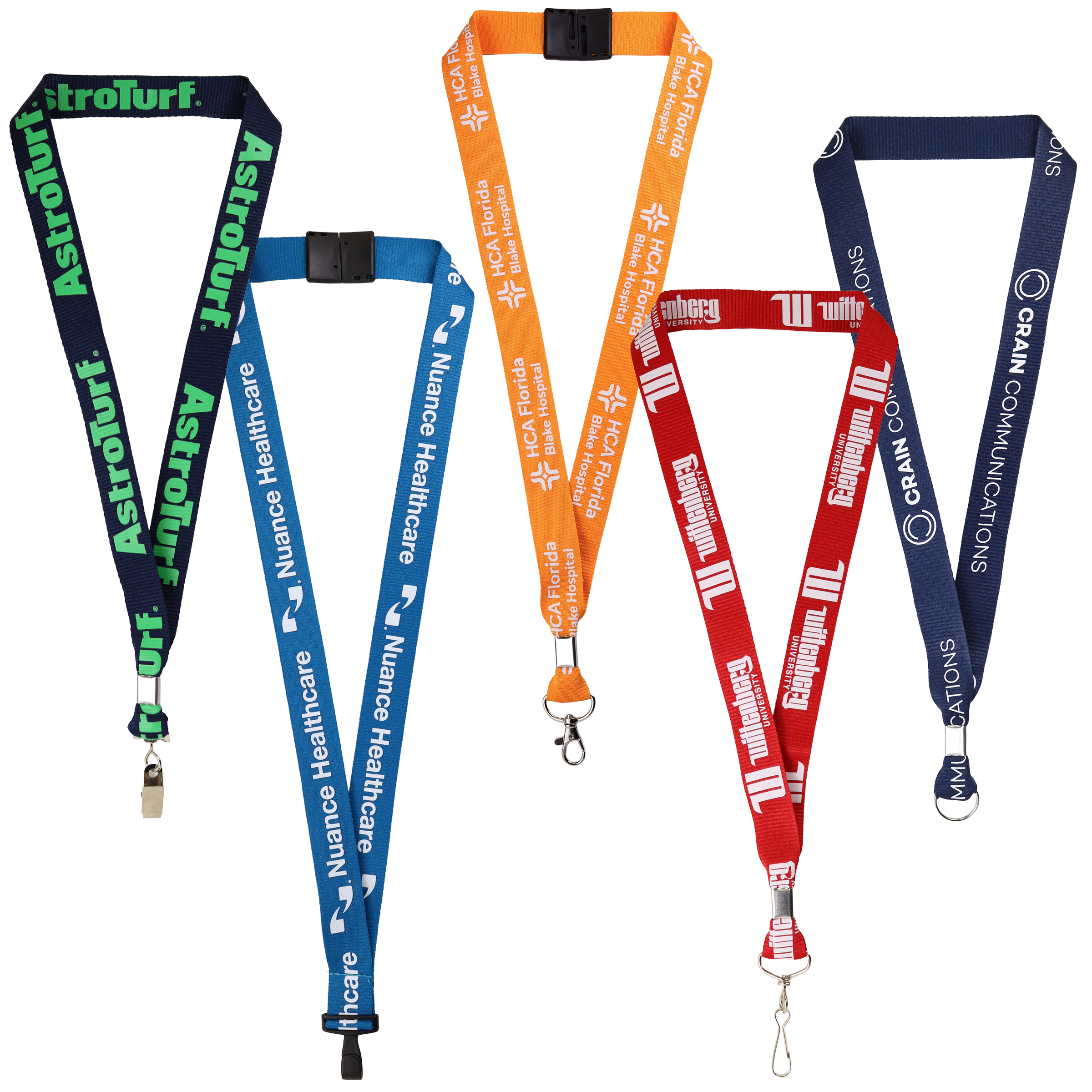 BH0014 | 1" MicroWeave Silkscreen Lanyards :: STANDARD END ATTACHMENTS