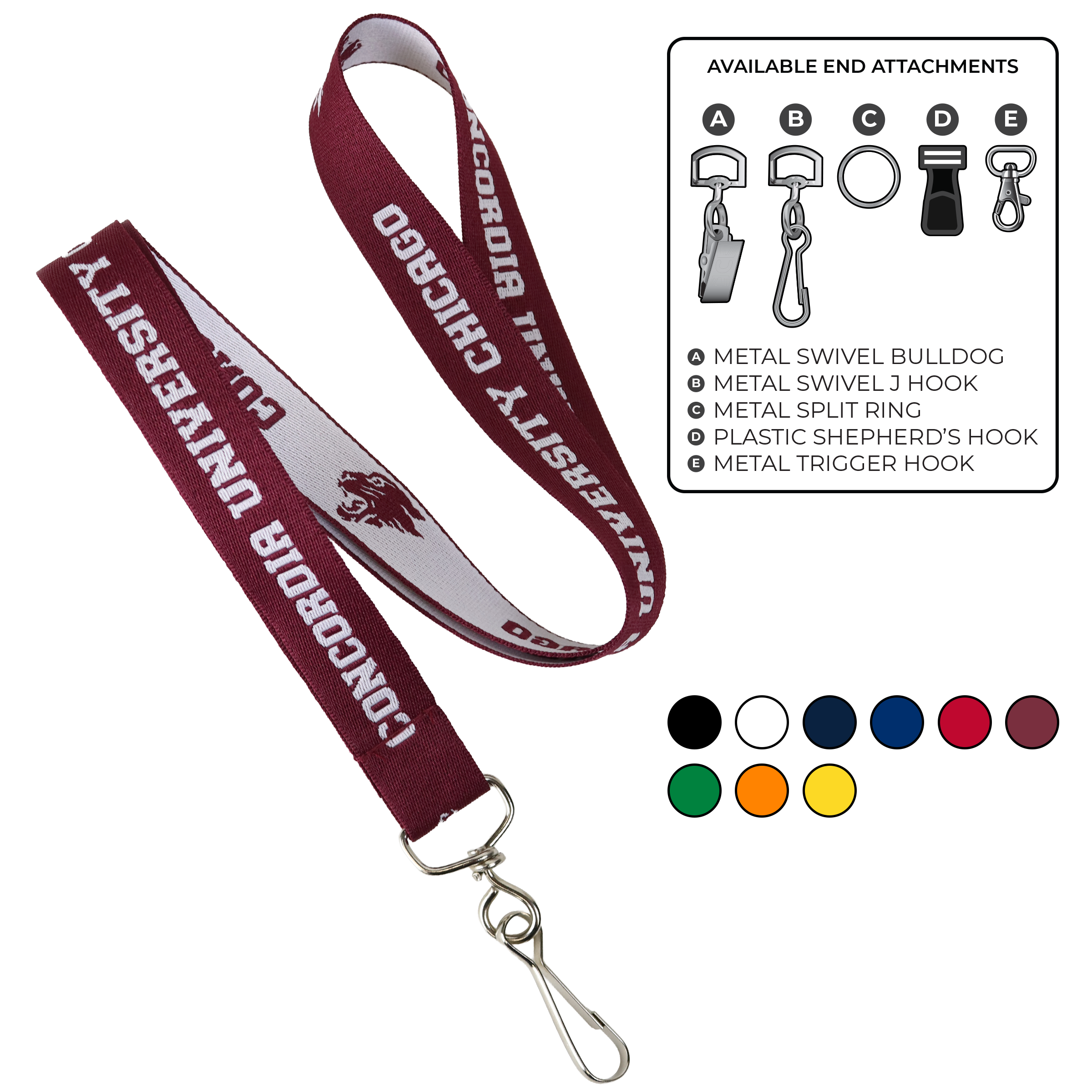 BH0023 | 3/4" Woven Lanyards :: STANDARD END ATTACHMENTS
