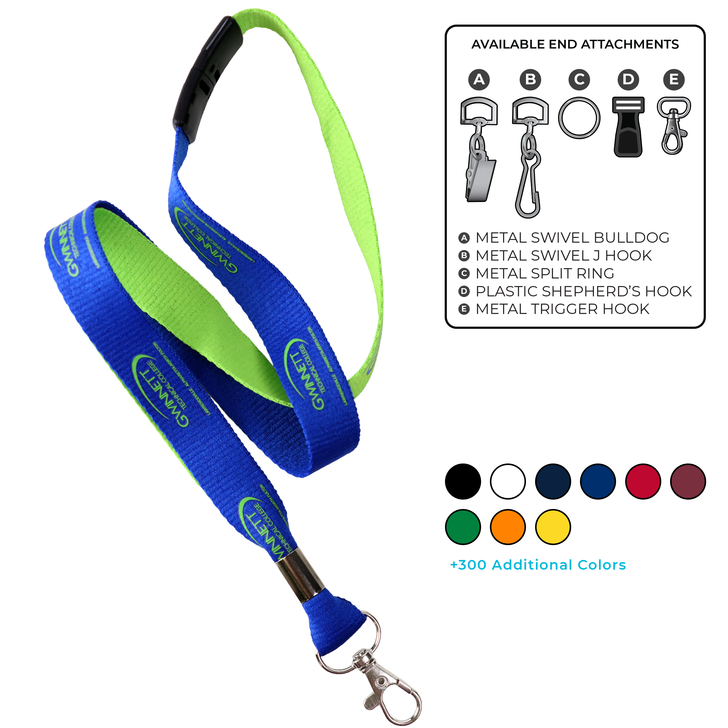 BH0051 | 5/8" Two Tone MicroWeave Silkscreen Lanyards :: STANDARD END ATTACHMENTS