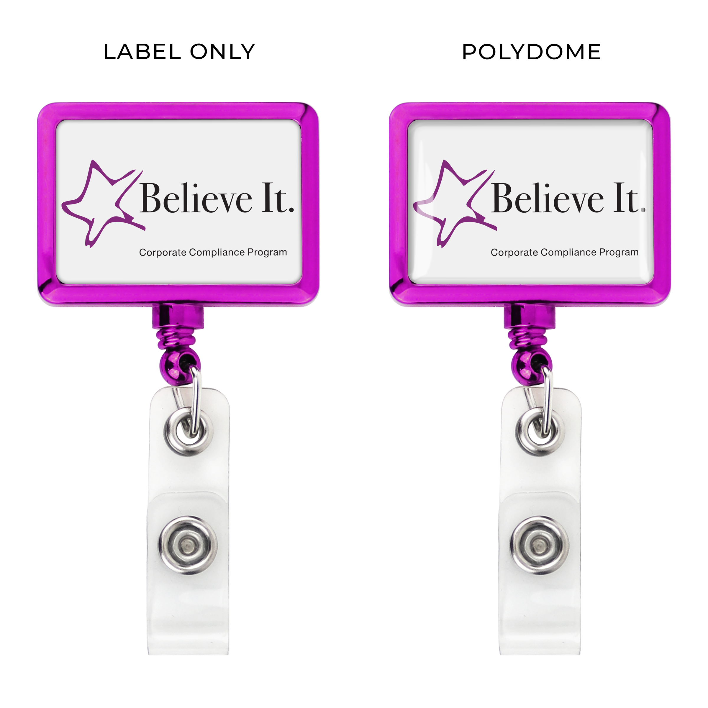 BH18 | JUMBO Rectangle Badge Reel :: COLOR CHROME