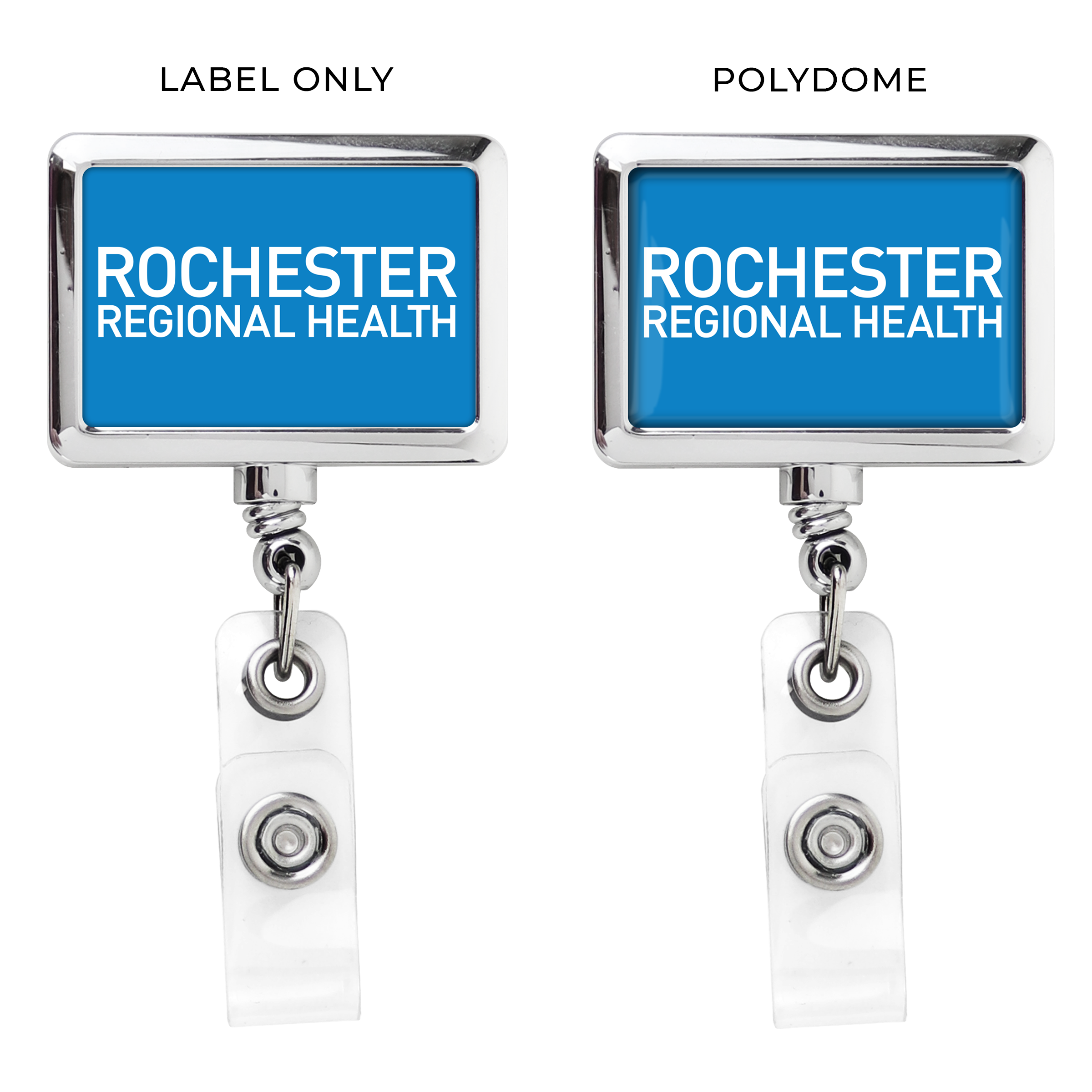 BH18 | JUMBO Rectangle Badge Reel :: CHROME