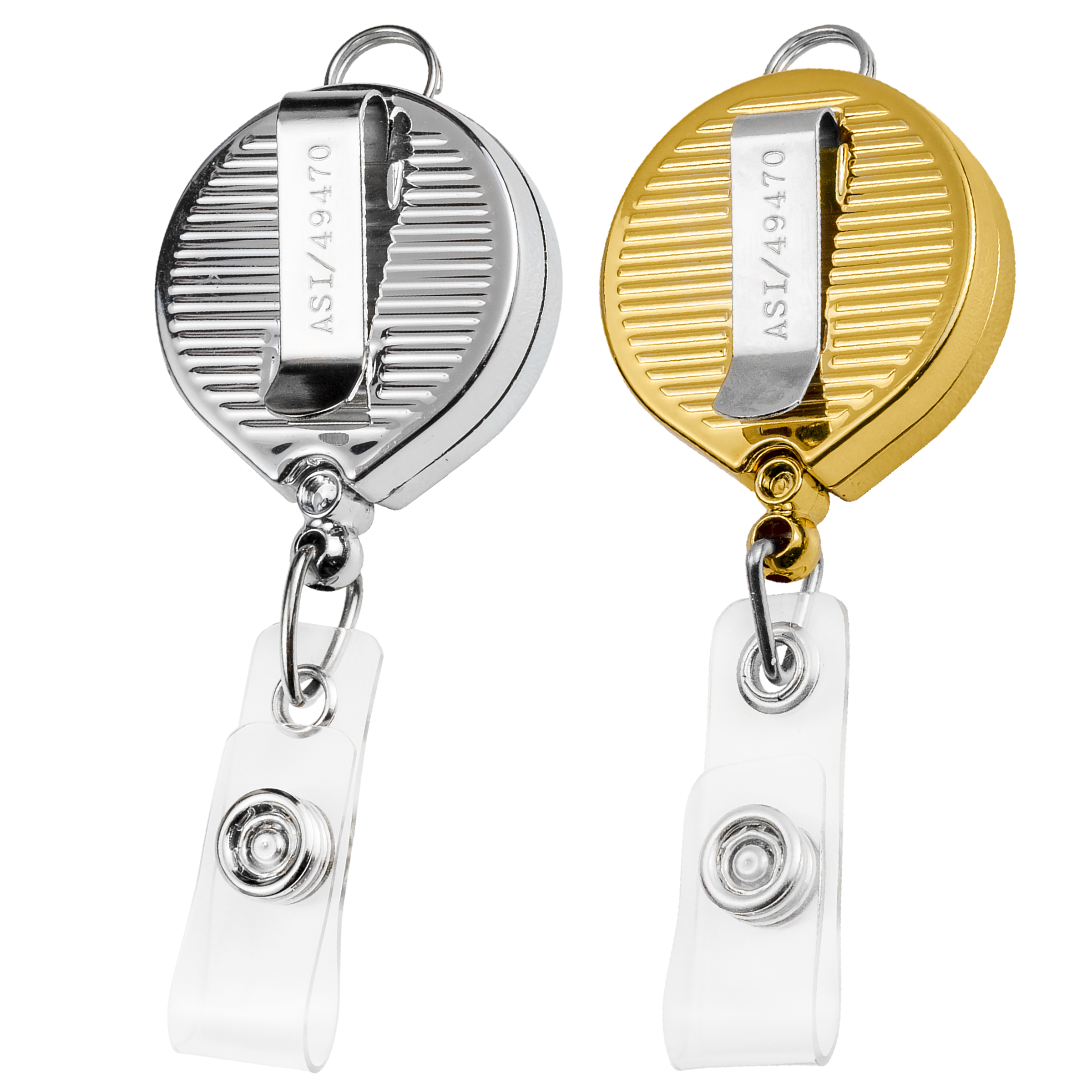 BH30 | Large Face Badge Reel with Lanyard Attachment :: CHROME & GOLD