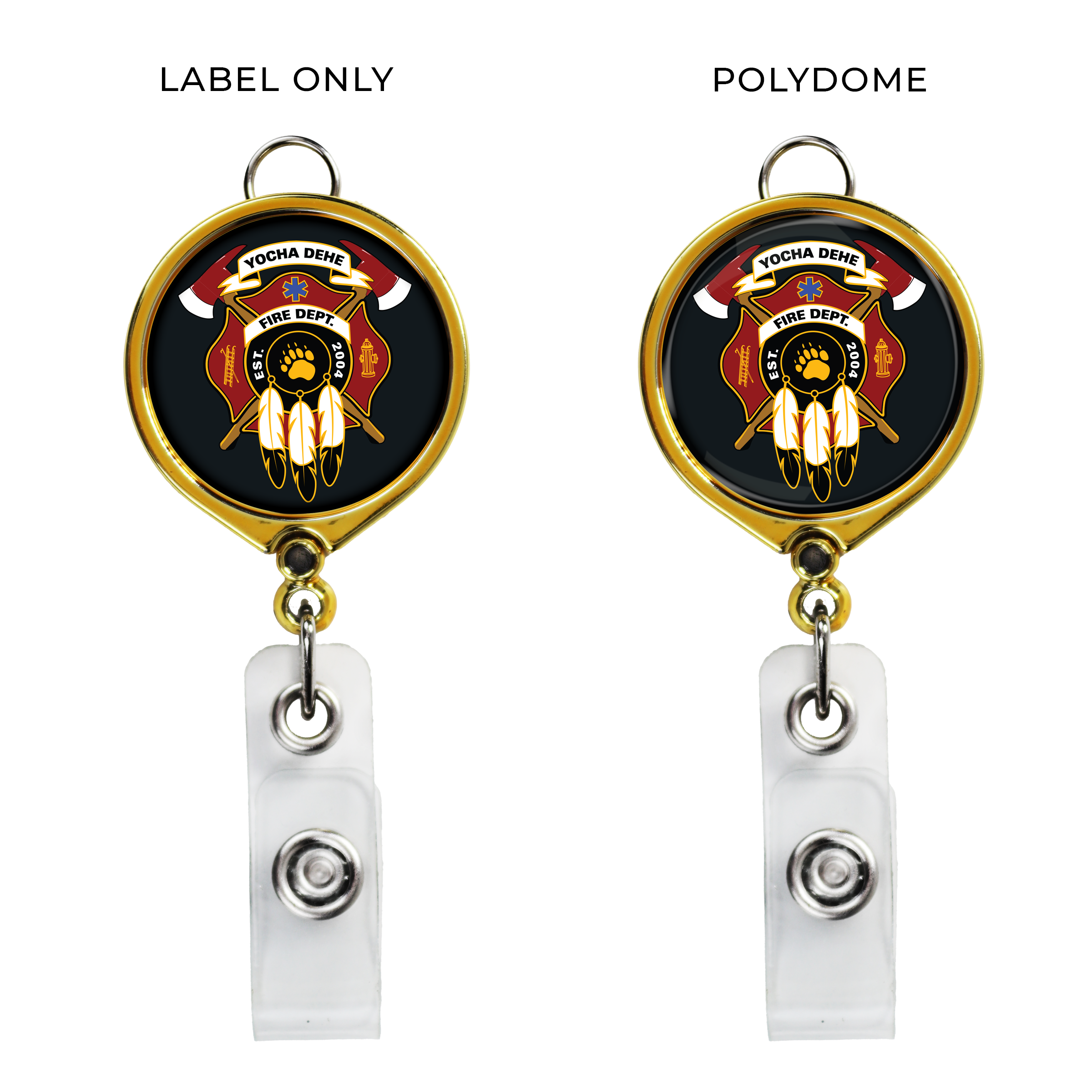 BH30 | Large Face Badge Reel with Lanyard Attachment :: CHROME & GOLD
