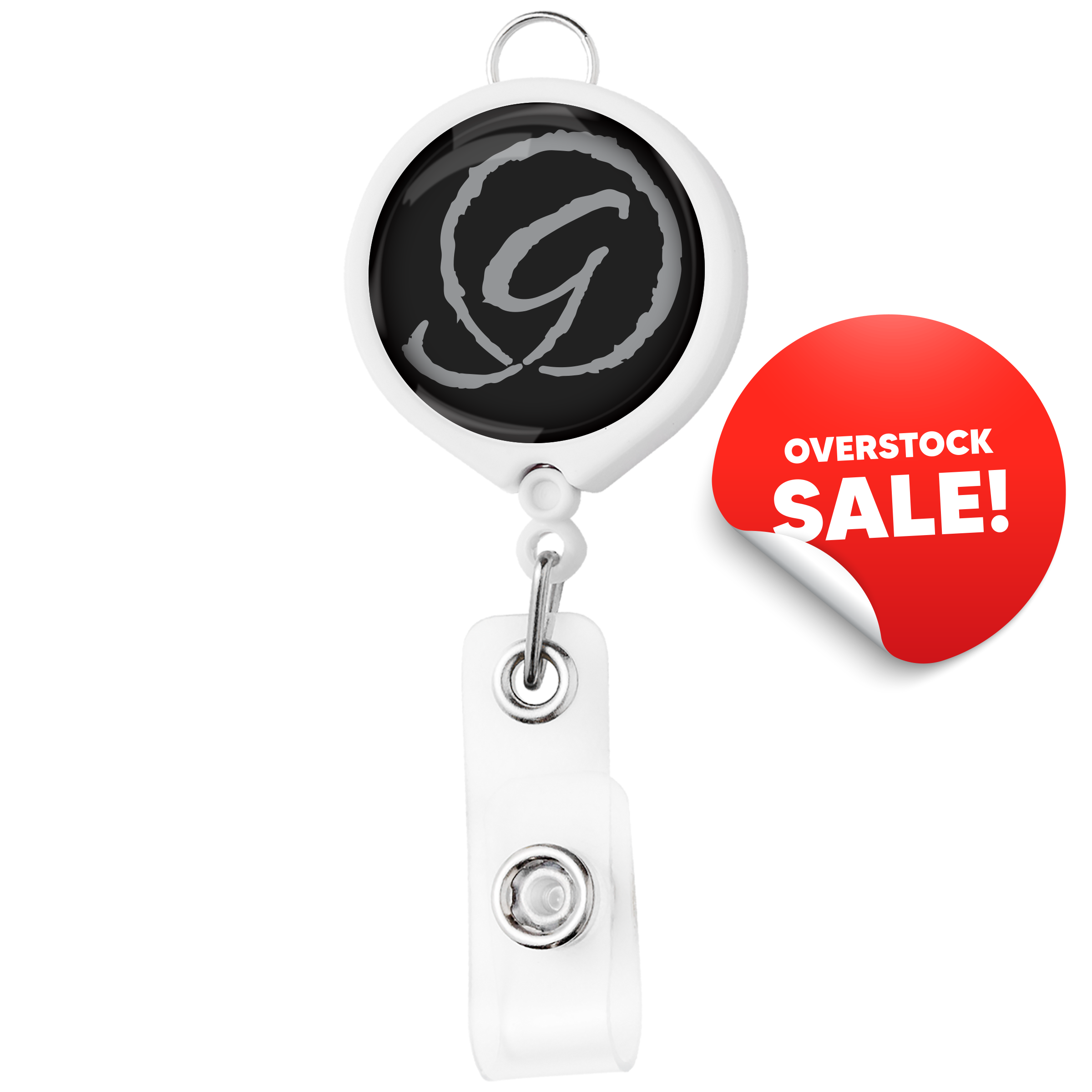 OVERSTOCK :: BH30WH | Large Face Badge Reel with Lanyard Attachment