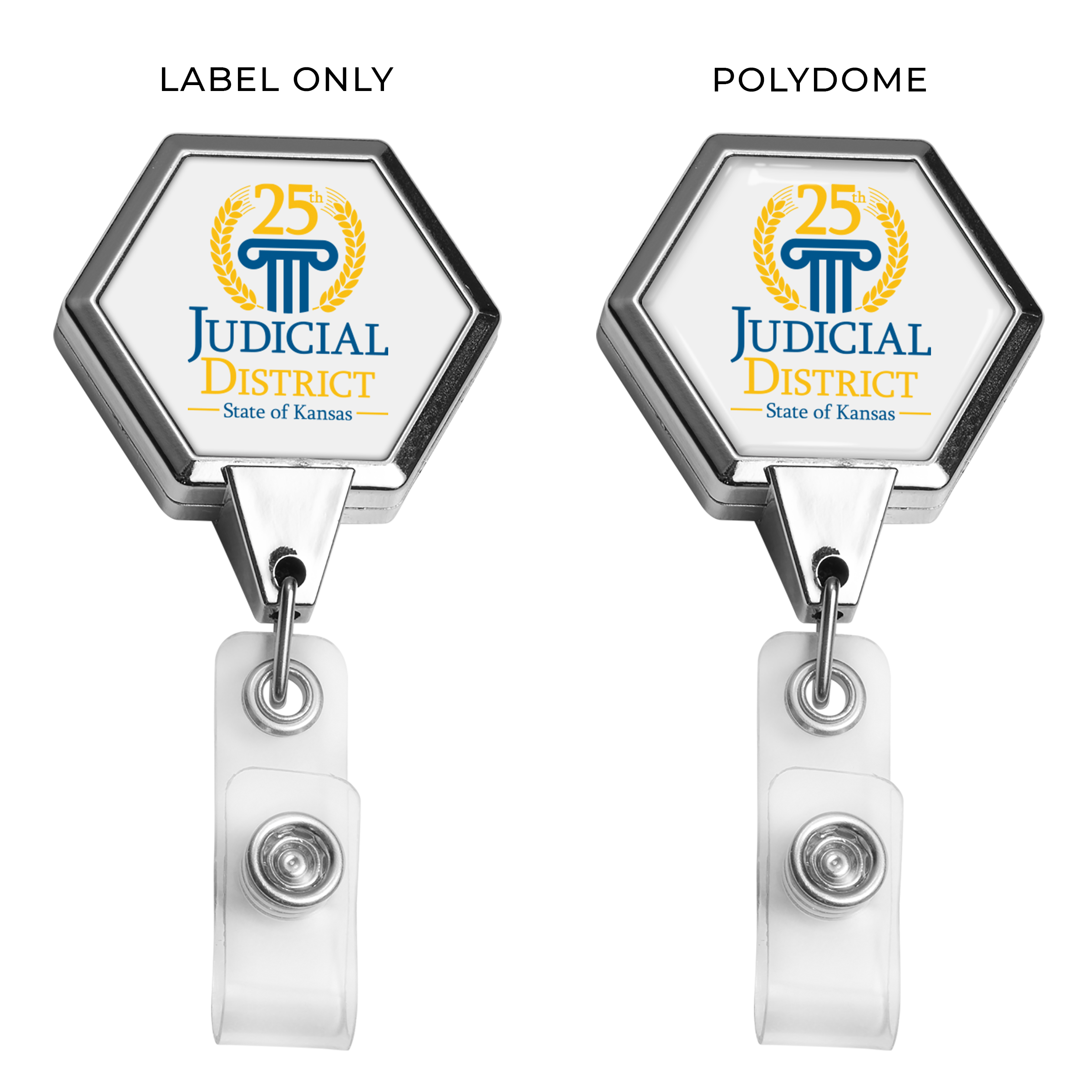 BH39 | JUMBO Hexagon Badge Reel :: CHROME
