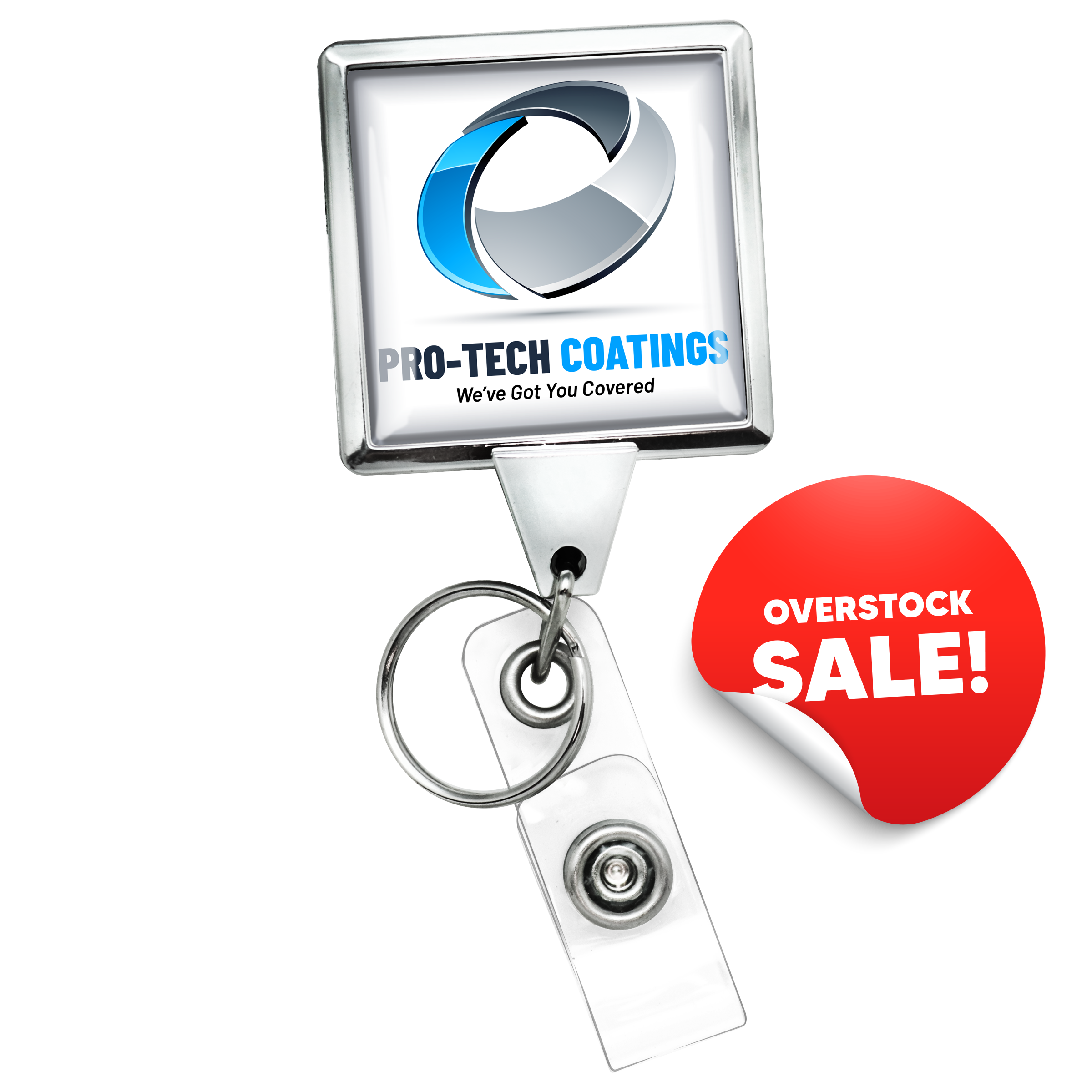 BH55CHSO | Heavy Duty Chrome JUMBO Square Badge Reel with Split Ring