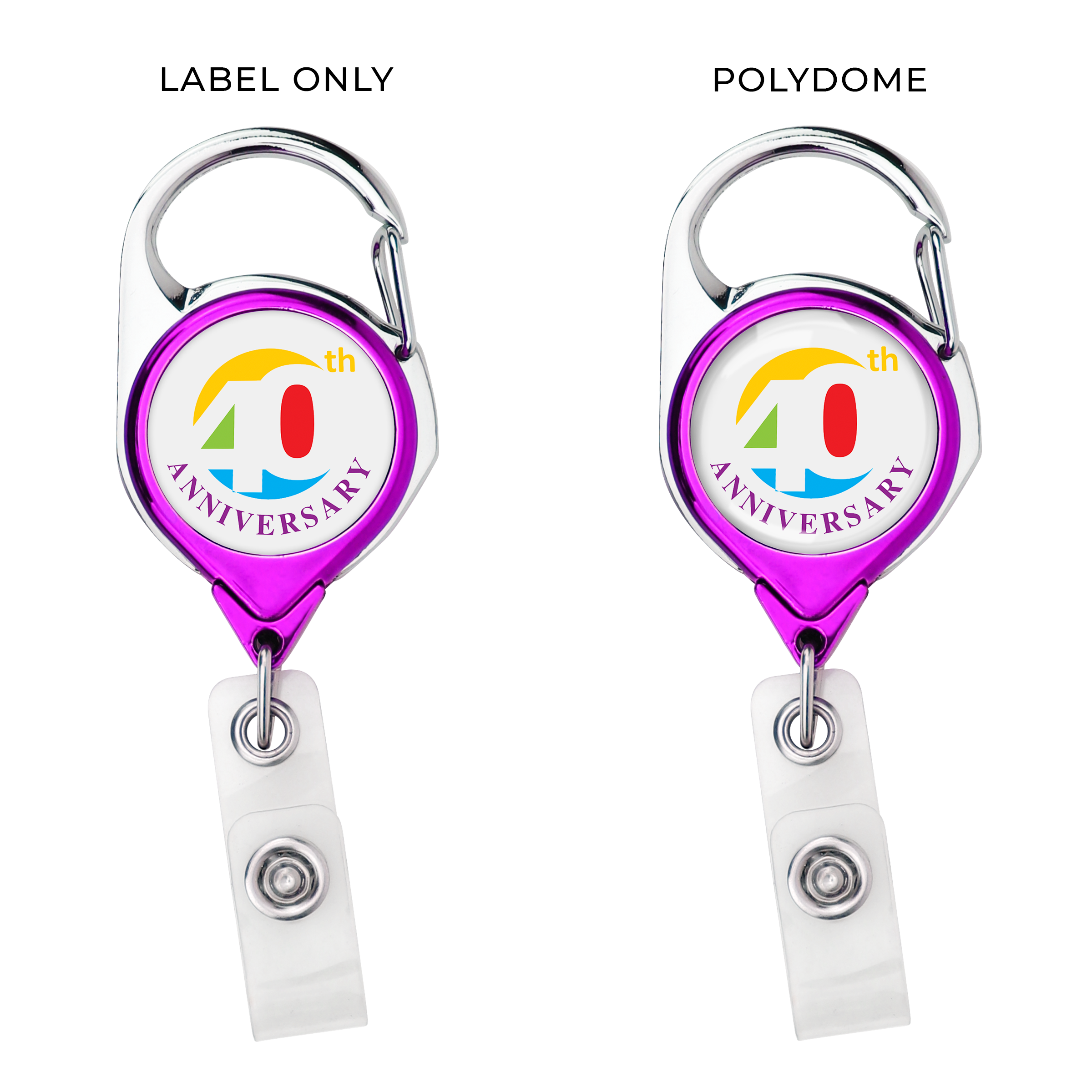 BH68 | Belt Clip Carabiner Badge Reel :: COLOR CHROME