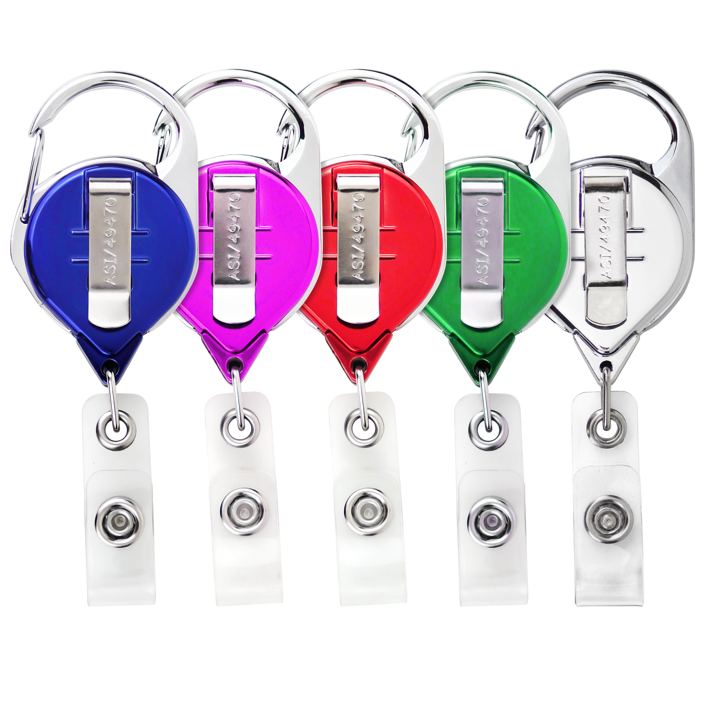 BH68 | Belt Clip Carabiner Badge Reel :: METALLIC