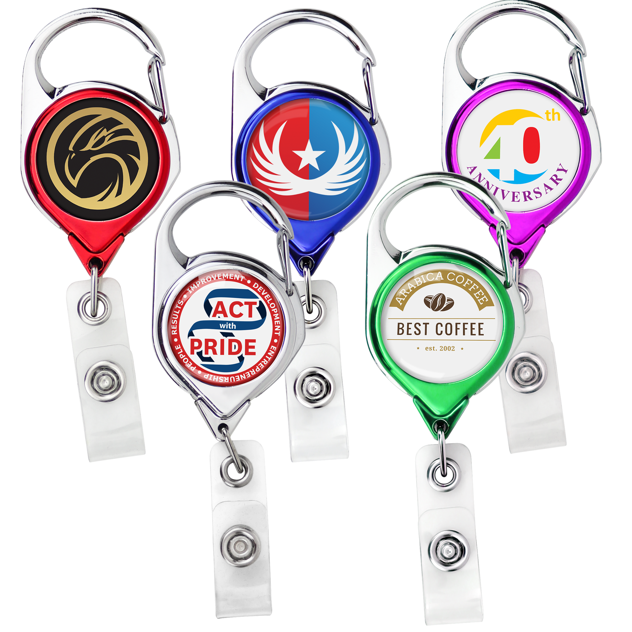 BH68 | Belt Clip Carabiner Badge Reel :: METALLIC