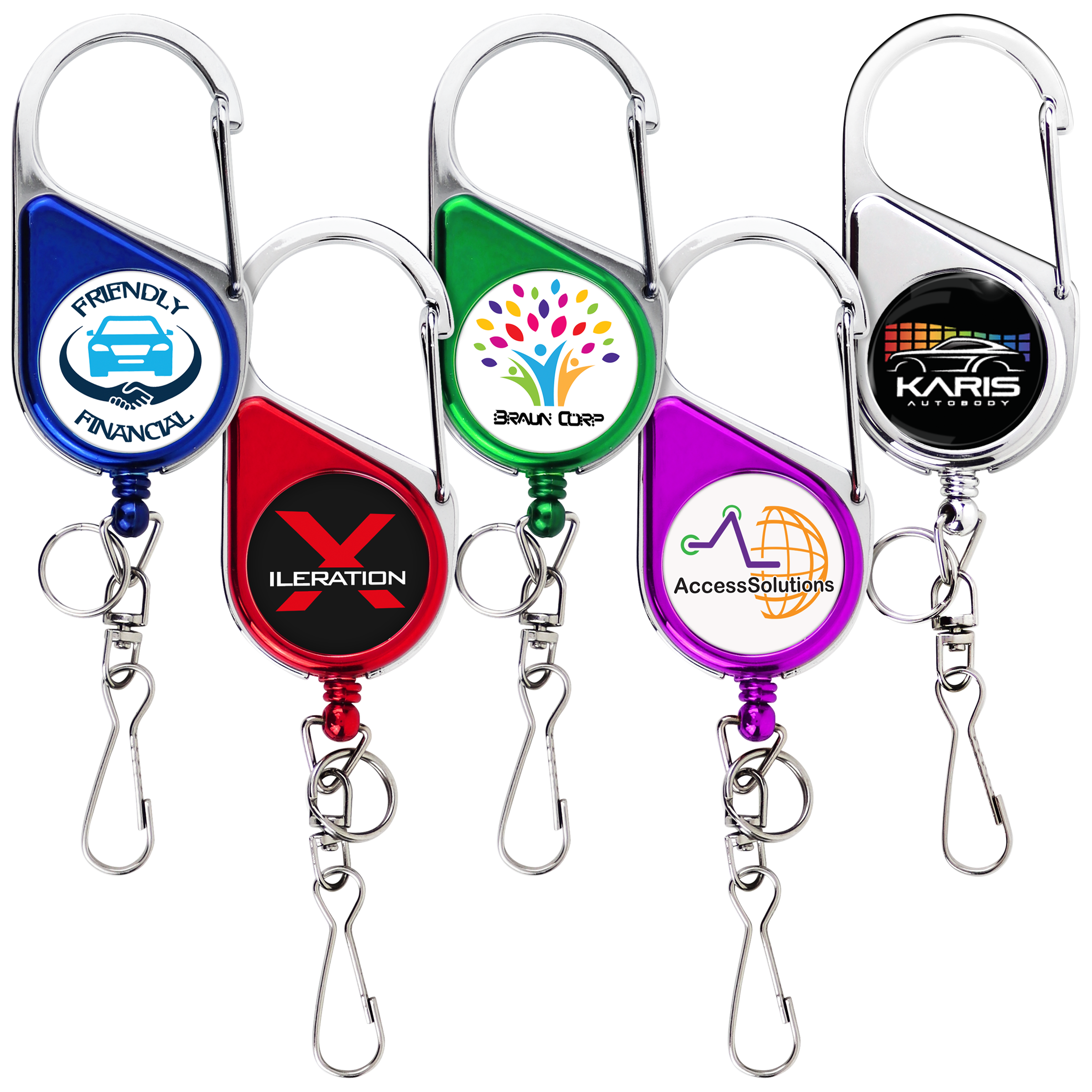 BH69 | Heavy-Duty Carabiner Badge Reel :: METALLIC