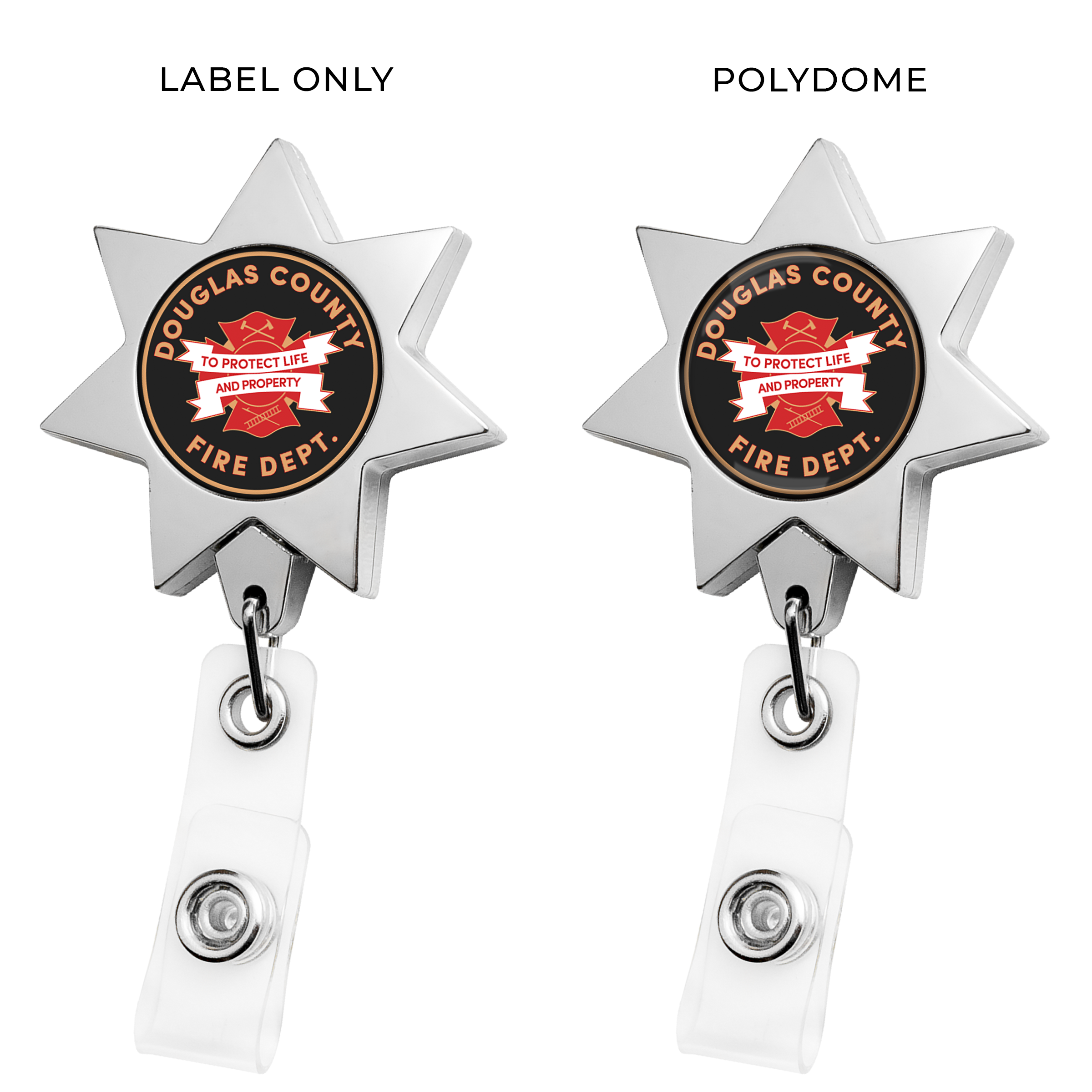 BH911 | 7-Point Star Badge Reel :: CHROME & GOLD