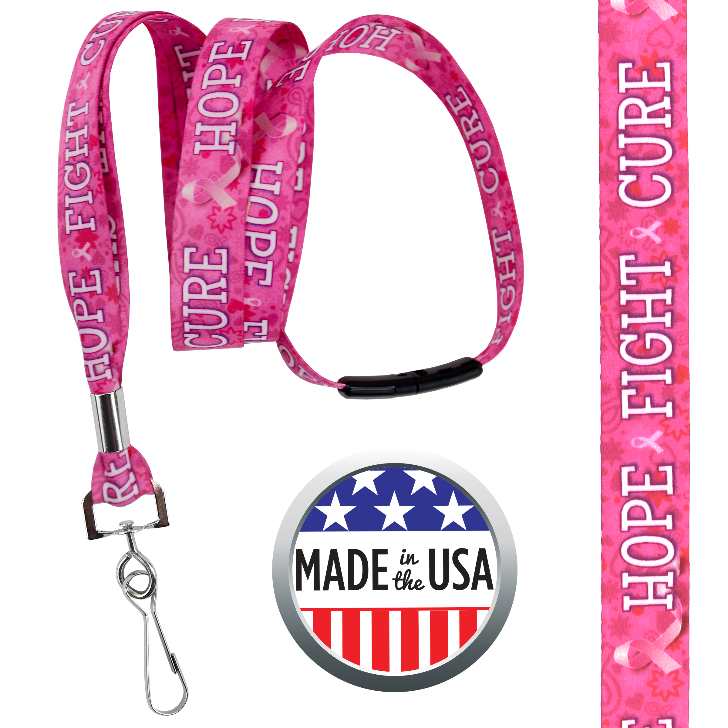 BHBCA03 | 5/8" Pre-decorated Breast Cancer Awareness Lanyards Bundle
